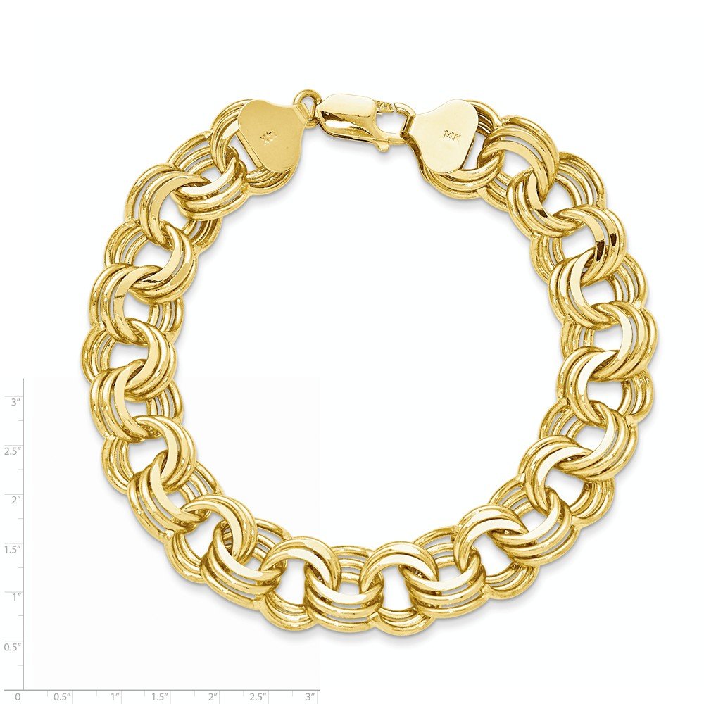 14K Solid Gold Triple Link Charm Bracelet for Women - Elegant & Durable Jewelry Gift for Birthday, Anniversary, Valentine's Day