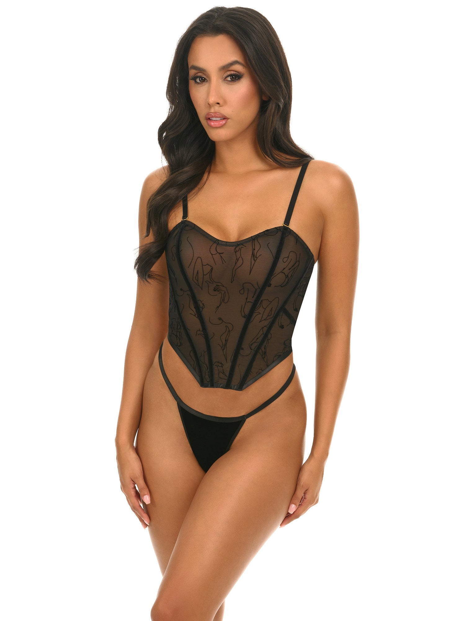 Paris Women's Sheer Bustier Set - Sexy Lingerie for Date Night & Boudoir Photography | Comfortable & Stylish Underwear for Special Occasions