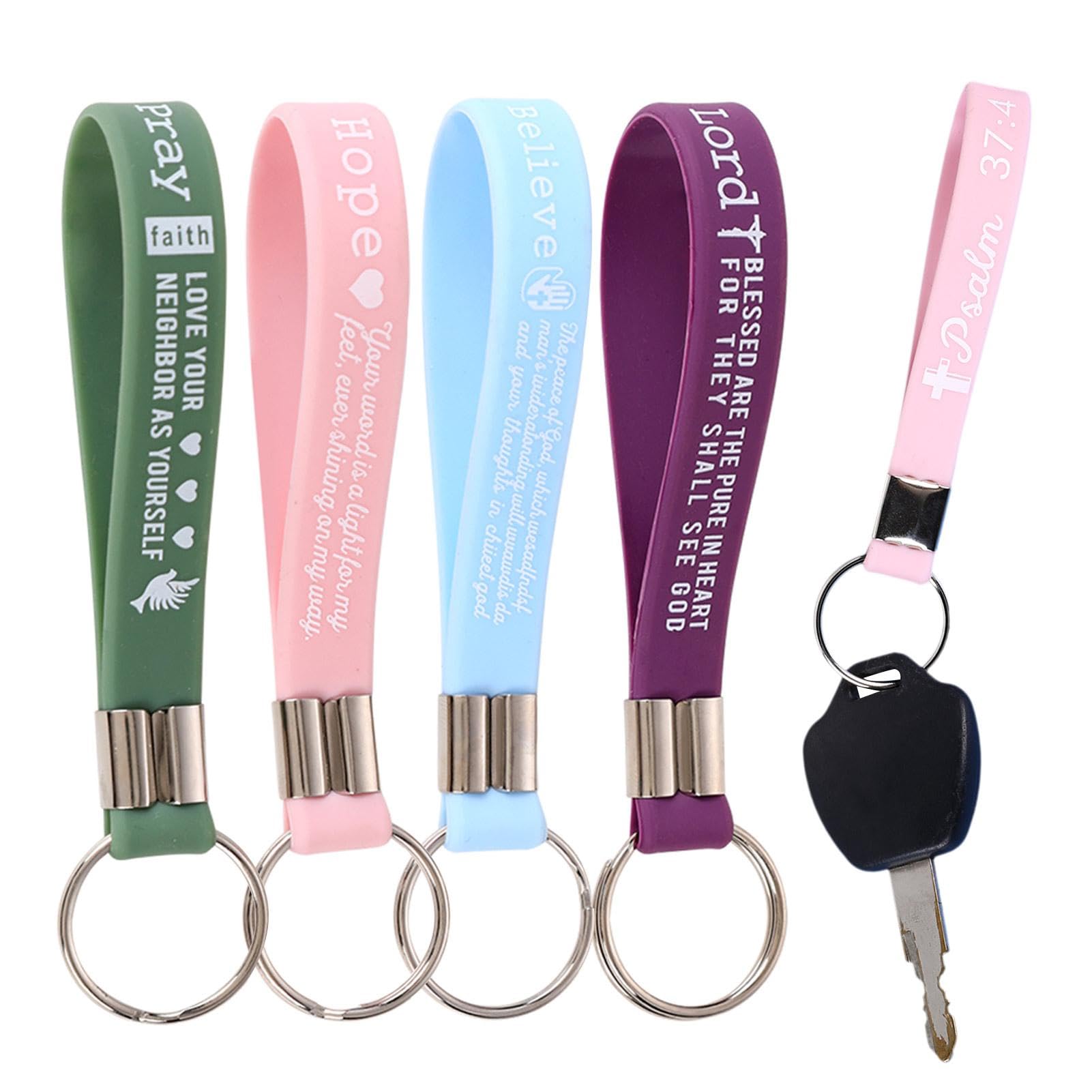 Inspirational Christian Quote Keychains - Silicone Scripture Engraved Religious Key Chains for Men and Women, Perfect for Gifts and Daily Motivation