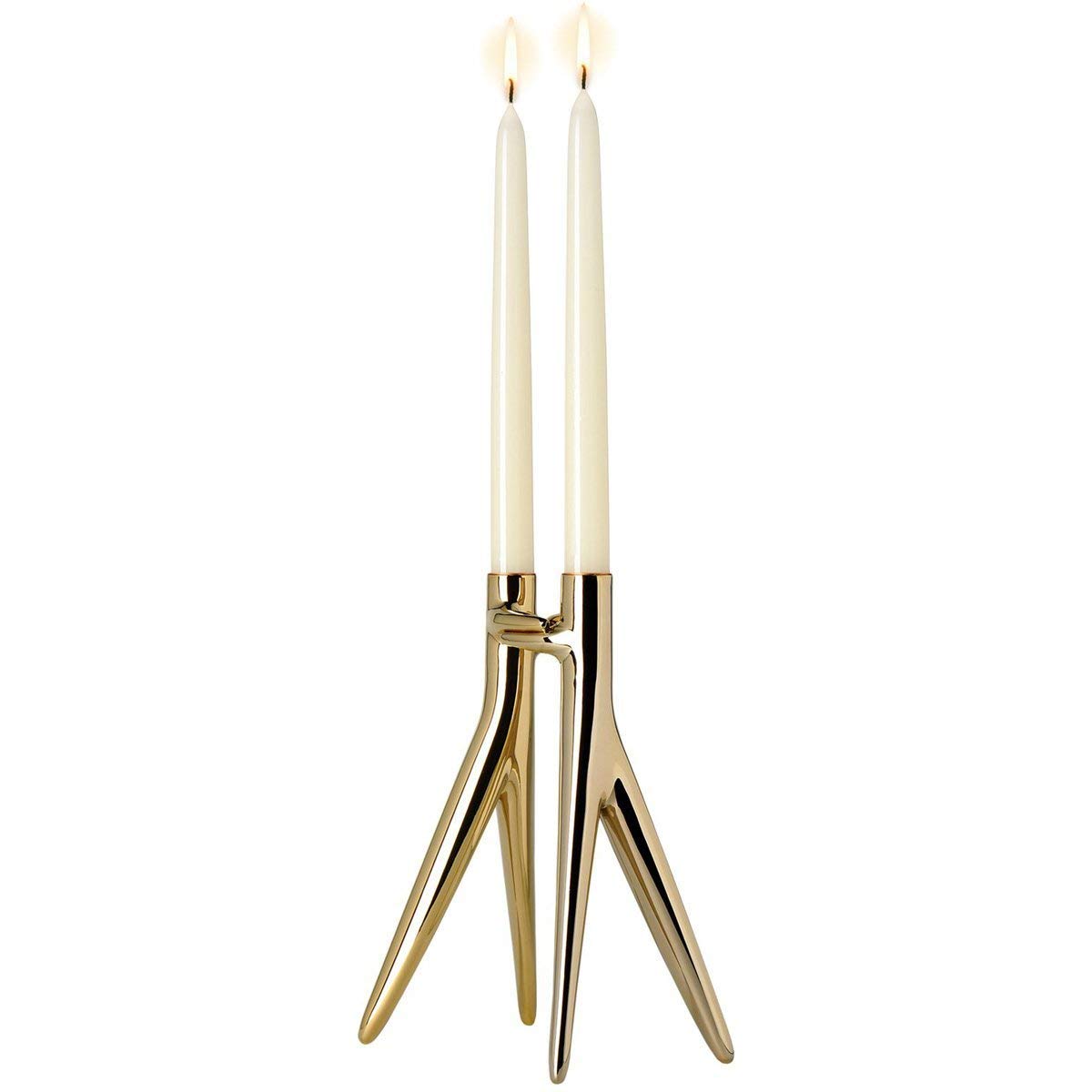 Kartell Abbracciaio Candle Holders Set of 4 - Philippe Starck & Abroise Maggiar Design - Glossy Gold Modern Home Decor - Perfect for Dining Table Centerpiece, Wedding Decor, and Luxury Gift