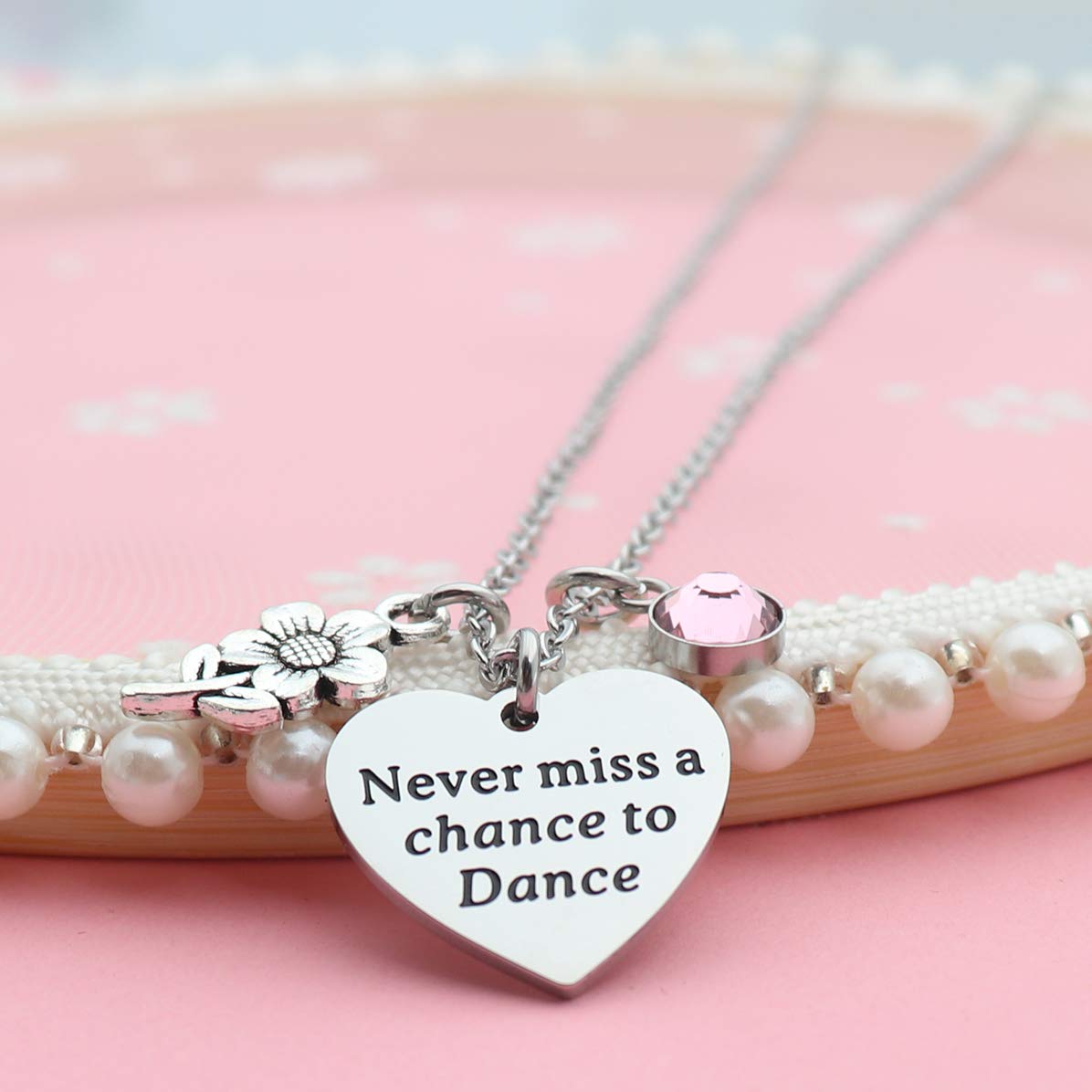 Eilygen Dancer Gift Dance Women Necklace - Stainless Steel Never Miss a Chance to Dance Jewelry for Ballet, Ballroom & Dance Enthusiasts