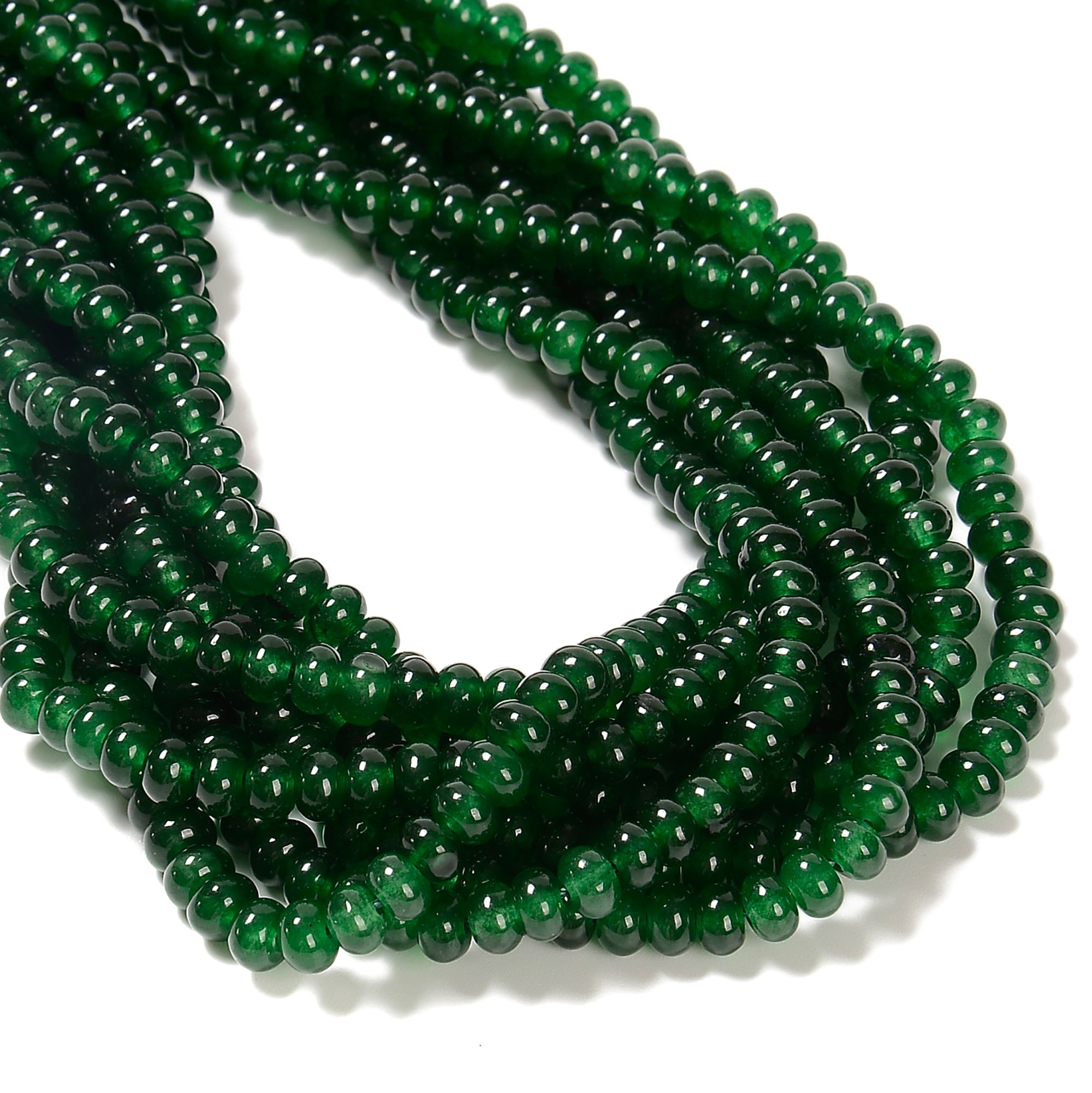 Natural Emerald Green Dyed Jade Smooth Rondelle Beads 4x6mm (15.5 Inch Strand) for Jewelry Making, DIY Bracelets, Necklaces & Craft Projects - Perfect for Boho, Wedding & Fashion Accessories