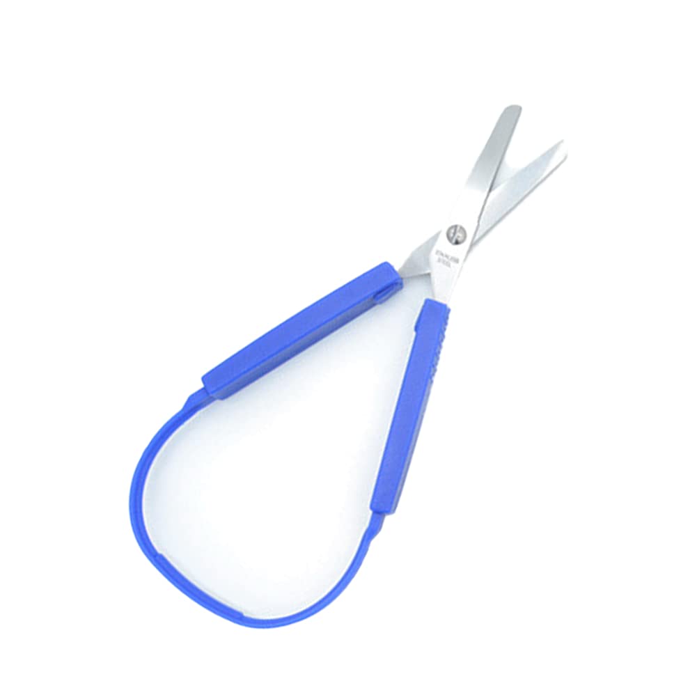 Loop Scissors with Colorful Grip - 7.8 Inch Self-Opening Adaptive Scissors for Kids & Adults with Special Needs - Easy Loop Handle Design for Comfortable Cutting - Perfect for Arts & Crafts, School Projects, and Occupational Therapy (Blue)