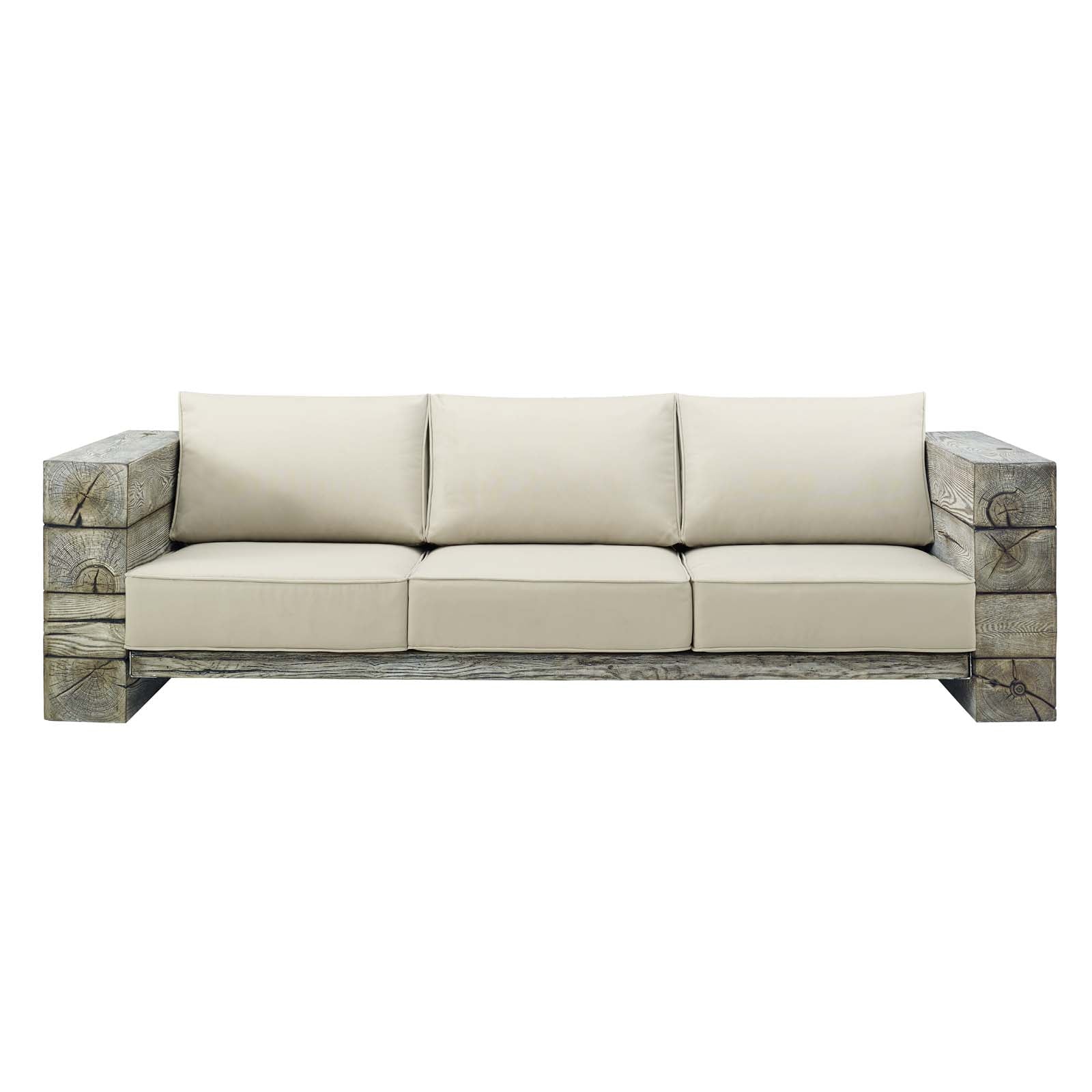 Rustic Coastal Outdoor Patio Sofa with Sunbrella® Fabric - Waterproof & UV Resistant for Beach House, Poolside & Backyard Relaxation