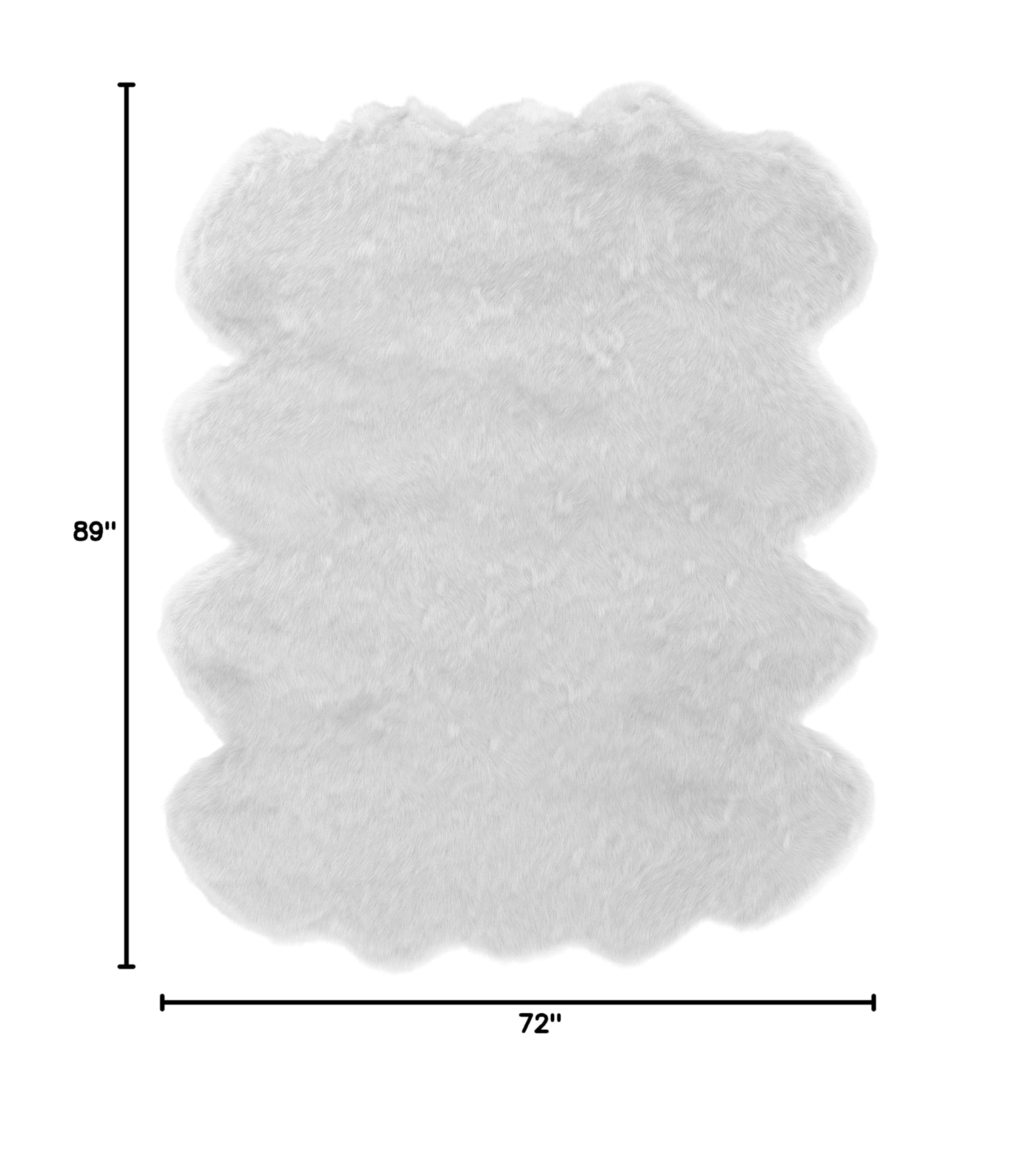 Abacasa Gloss White Faux Fur Area Rug - Soft Plush Shaggy Carpet for Living Room, Bedroom & Nursery - Cozy Home Decor for Winter