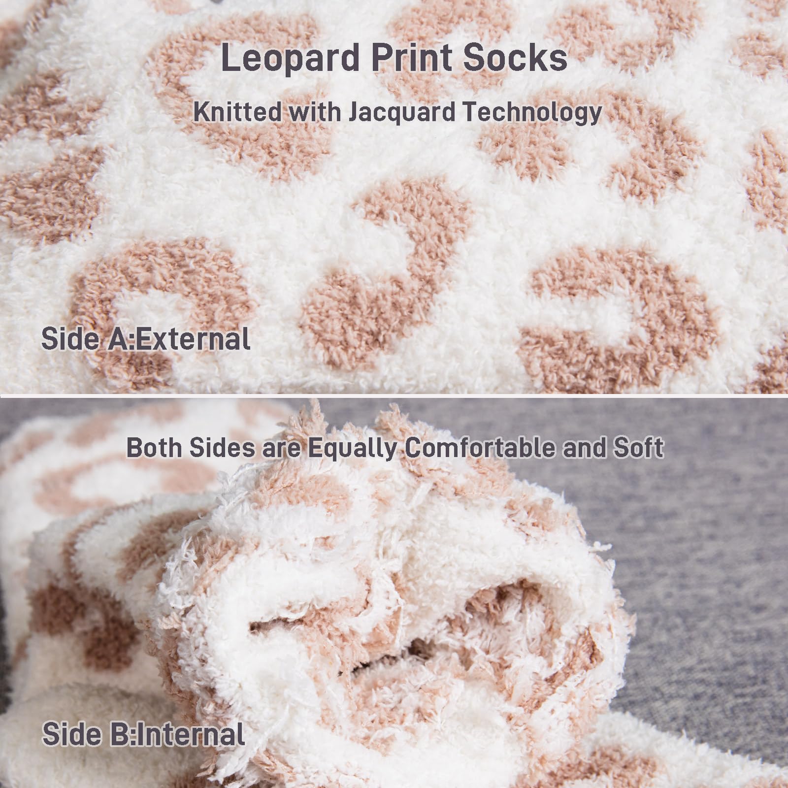 Women's Fuzzy Leopard Print Socks - Ultra Soft Microfiber Cozy & Warm Winter Socks - Perfect Gift for Her - Ideal for Home, Office & Lounge Wear