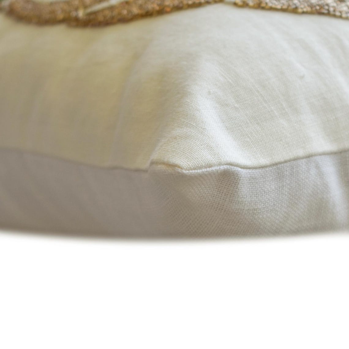 Bejeweled Gold Linen Modern Pumpkin Decorative Throw Pillow Cover - Fall Home Decor, Thanksgiving & Halloween Cushion Case for Sofa, Bed, Dorm