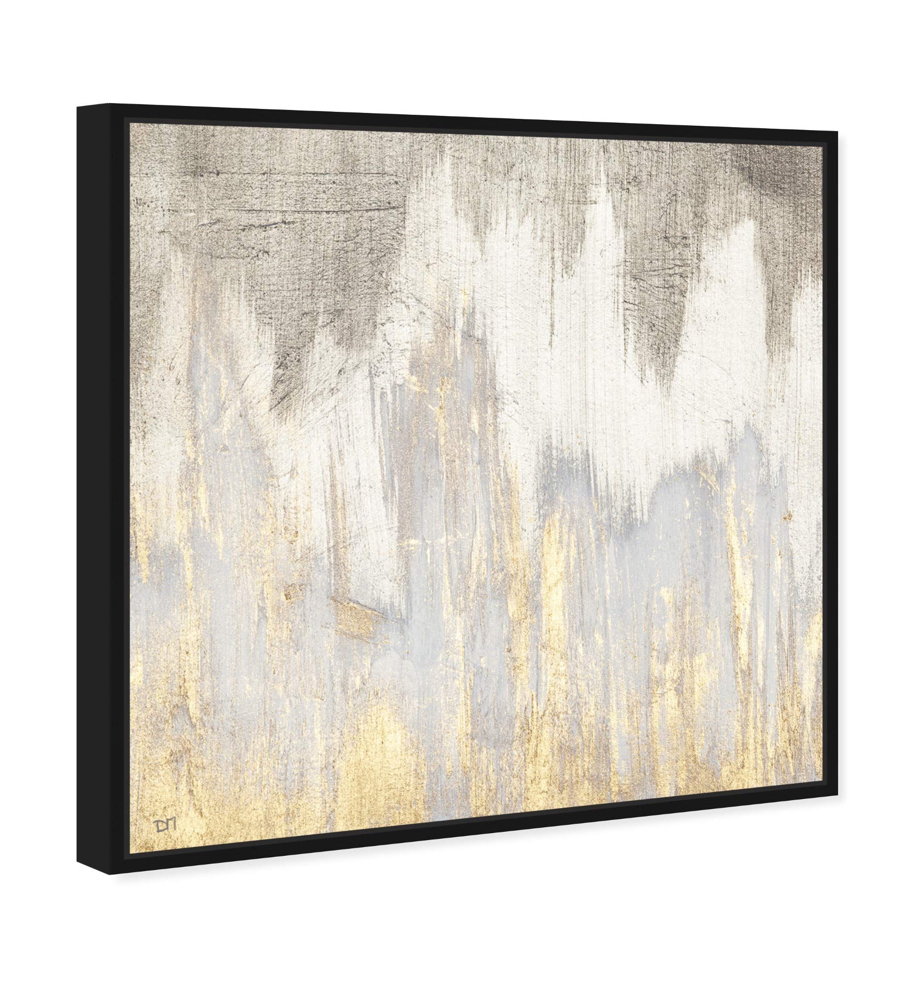 Abstract Framed Wall Art Canvas Prints 'Golden Caves' Painting - Modern Home Decor for Living Room, Bedroom & Office