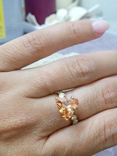 Natural Citrine Gold Triangle Ring | Peach Honey Trillion Statement Ring | November Birthstone Jewelry for Women | Perfect for Weddings, Engagements & Everyday Wear