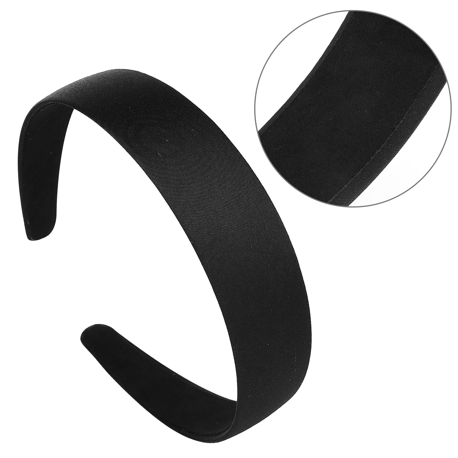 2 Pack 1 Inch Wide Satin Headbands for Women - Non-Slip Solid Hair Bands, Fashion Hair Accessories for Girls (Black) - Perfect for Halloween, Christmas, Valentine's Day Gifts & Daily Styling