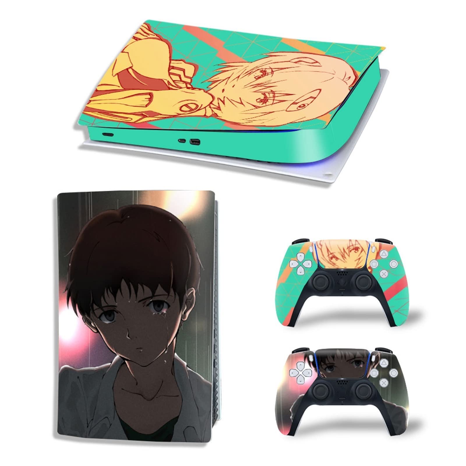 Anime Console Vinyl Wrap Skin for PS5 Digital Edition - Scratch Resistant, Bubble-Free, Durable Decal with 2 Controller Covers - Perfect for Gaming Setups & Customization