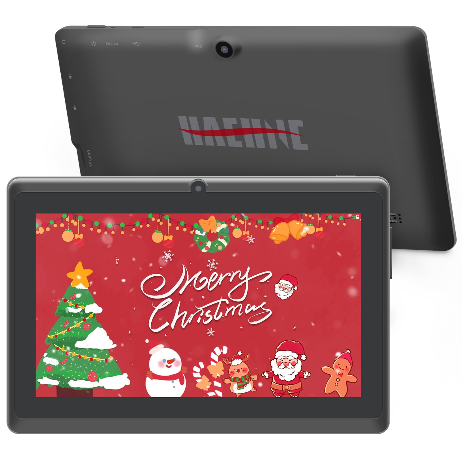 Haehne 7 Inch Android Tablet - Quad Core A33 Processor, 1GB RAM 8GB Storage, Dual Camera, WiFi Bluetooth - Portable Entertainment & Learning Device for Kids, Travel, Home Use (Black)