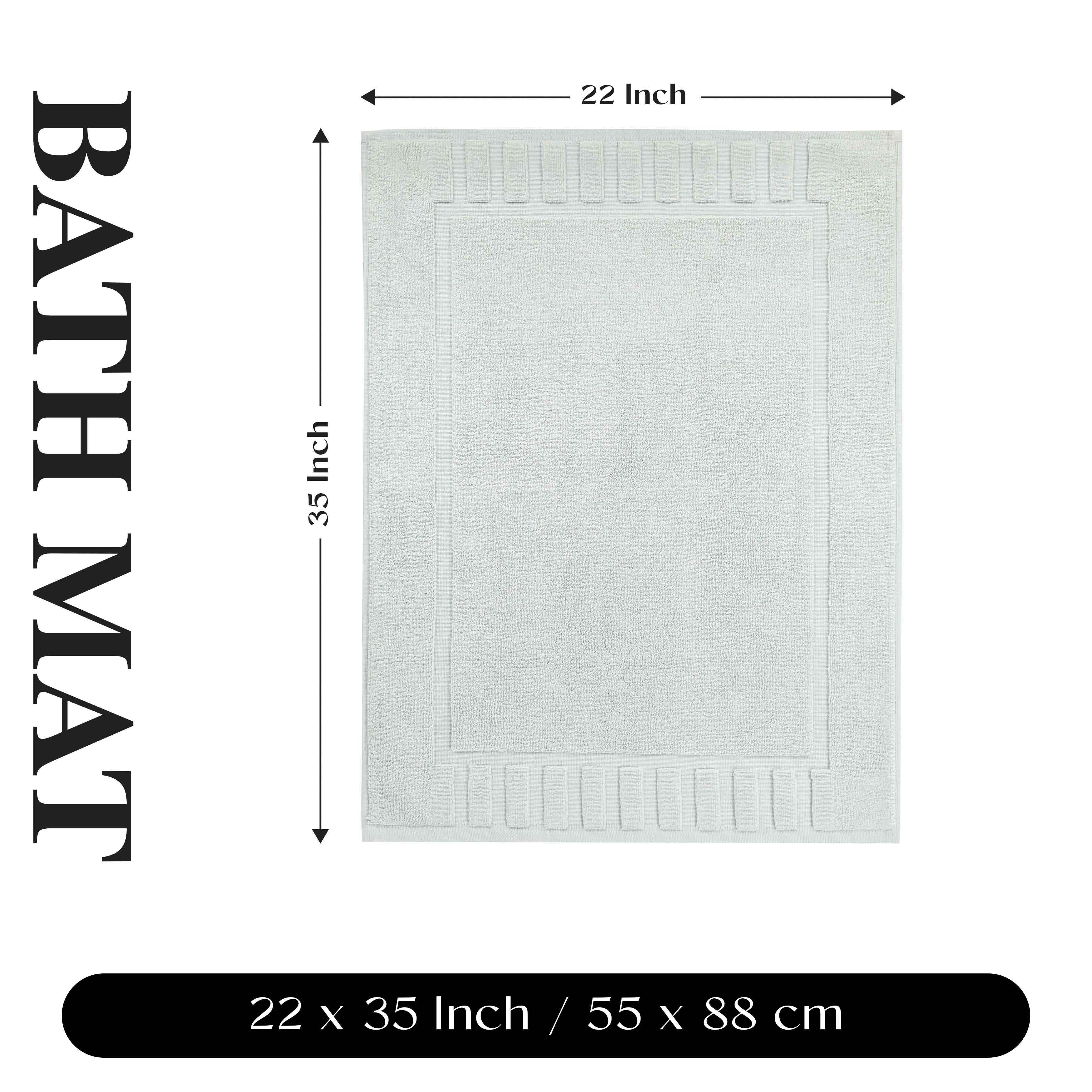 Premium Cotton Modern Geometric Border Bath Mat Set of 2 - Ultra Absorbent, Non-Slip, Quick Dry Bathroom Rug for Bath, Shower & Vanity Area