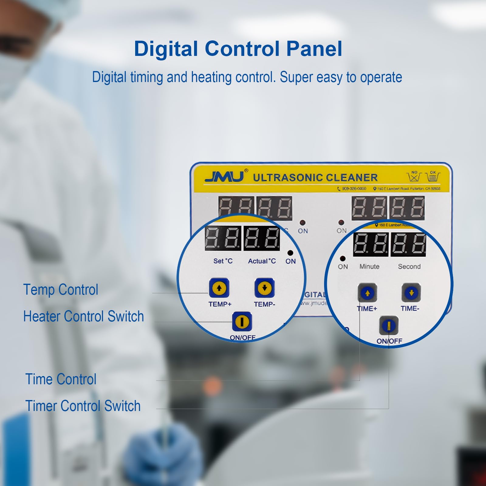 JMU 2L Professional Ultrasonic Cleaner with Digital Timer & Heater - Jewelry, Watch, Glasses, Circuit Board, Dental Tools Cleaning for Home & Commercial Use