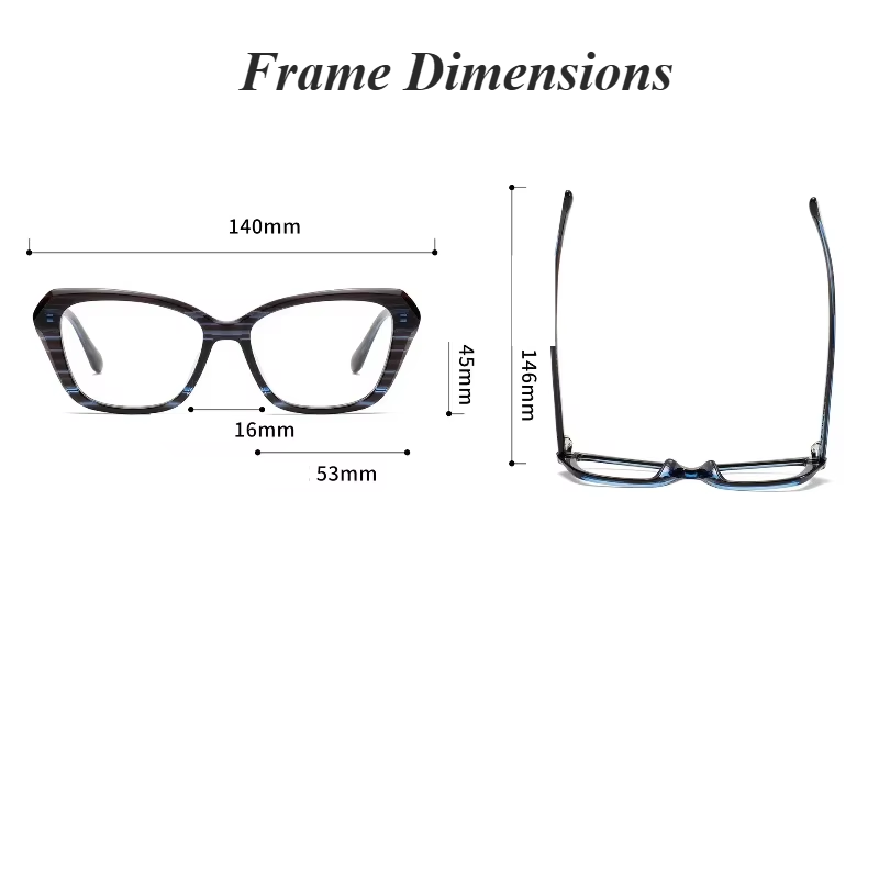 Stylish Aror Unisex Full Rim Square Cat Eye Acetate Eyeglasses Frame 199871 - Perfect for Work, Reading & Fashion Accessories
