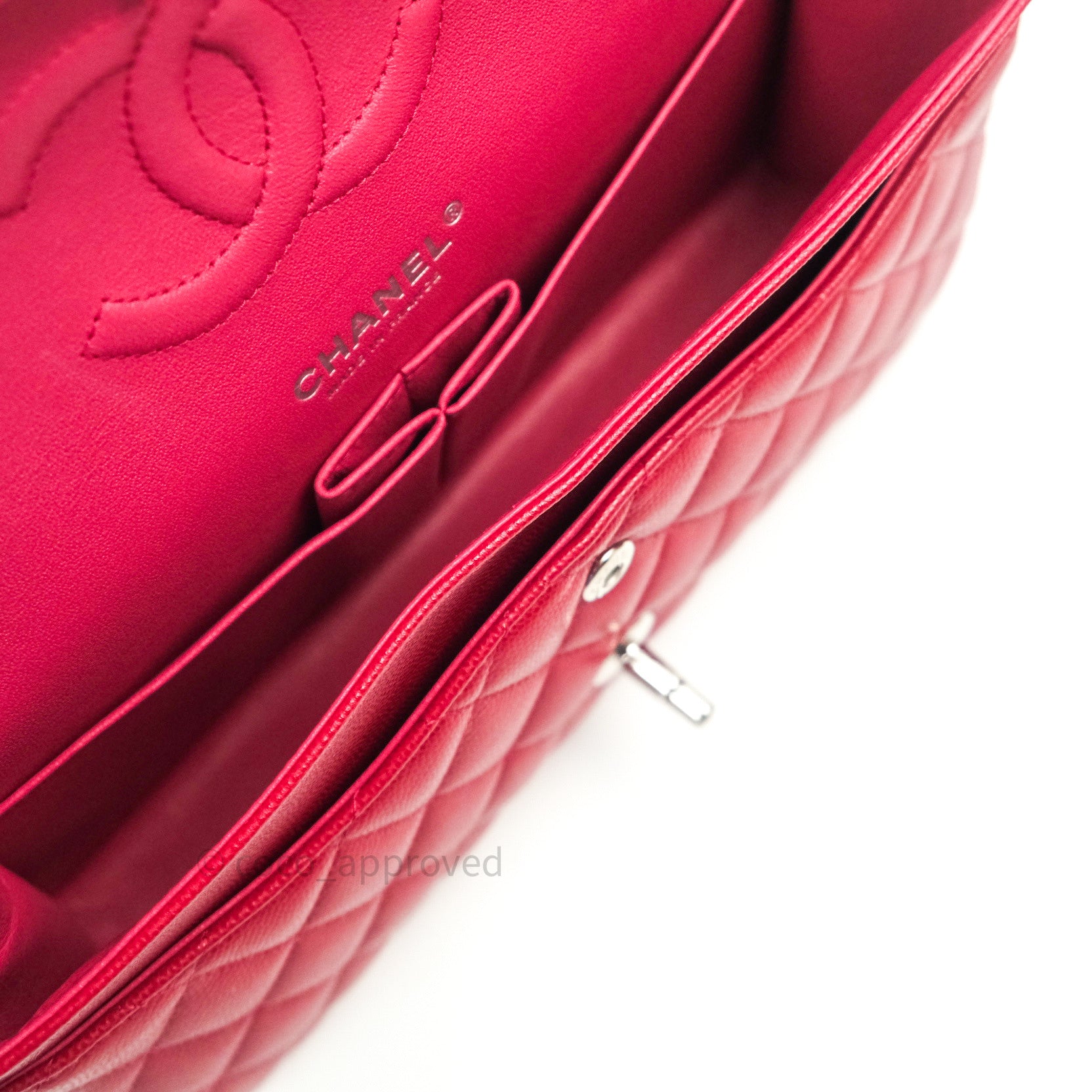 Chanel Classic Medium Double Flap Bag in Red Caviar Leather with Silver Hardware - Perfect for Work, Evening Events & Luxury Fashion Accessories