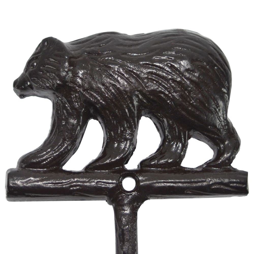 Black Cast Iron Grizzly Bear Towel Bar Holder - Rustic Lodge Bathroom Decor for Cabin, Farmhouse & Wilderness Retreats