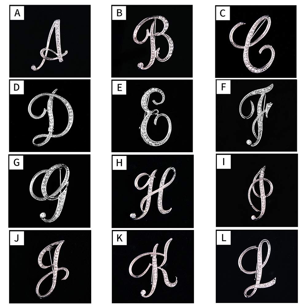 ETHOON 2 Pack Initial Letter Brooch Pins - A-Z Rhinestone Silver & Gold Plated Women's Jewelry for DIY Crafts, Gifts, and Fashion Accessories - Perfect for Weddings, Parties, and Everyday Wear