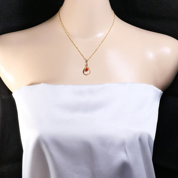 18K Yellow Gold Coral Ruby Necklace for Women - Elegant Handmade Jewelry Gift for Anniversary, Valentine's Day & Special Occasions