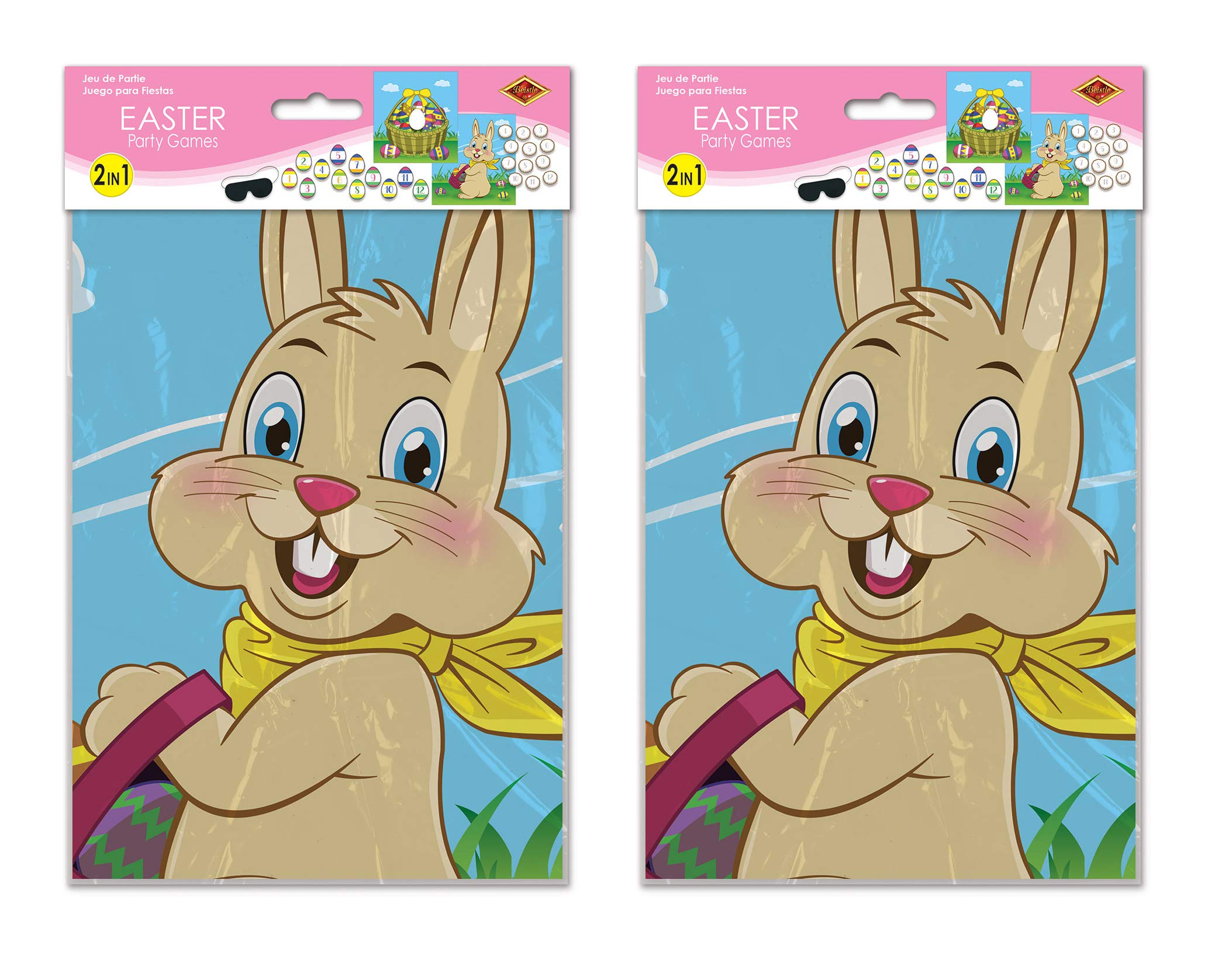Beistle Easter Party Games Set with Inflatable Bunny Ears Ring Toss - Fun Easter Egg Hunt Activities for Kids & Family Indoor/Outdoor Celebration