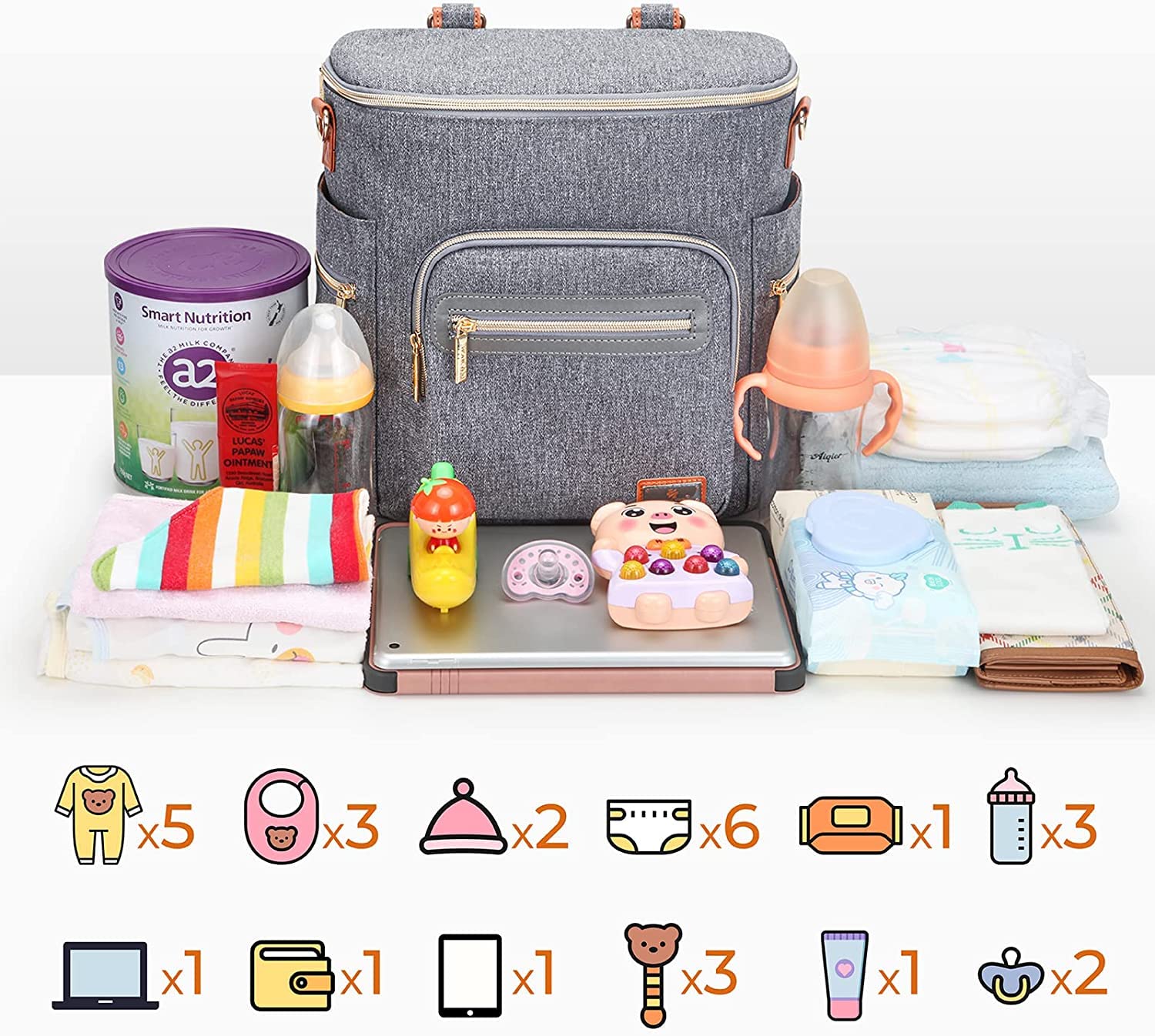 **Waterproof Diaper Backpack for Moms & Dads – Large Multifunctional Baby Changing Bag with Insulated Pocket, Travel Backpack for Parents – Perfect for Daycare, Travel & On-the-Go Parenting**