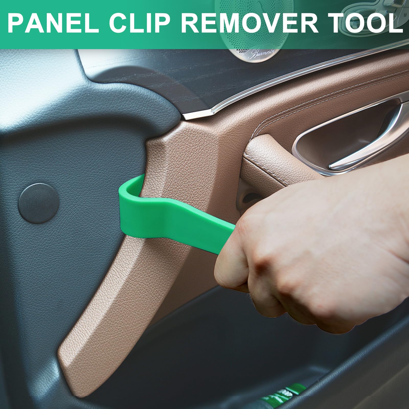 5-Piece Nylon Car Pry Tool Set with Metal Pry Bar - Auto Trim & Door Panel Clip Removal Kit (Green) - Perfect for Car Detailing, Interior Repair & DIY Auto Maintenance