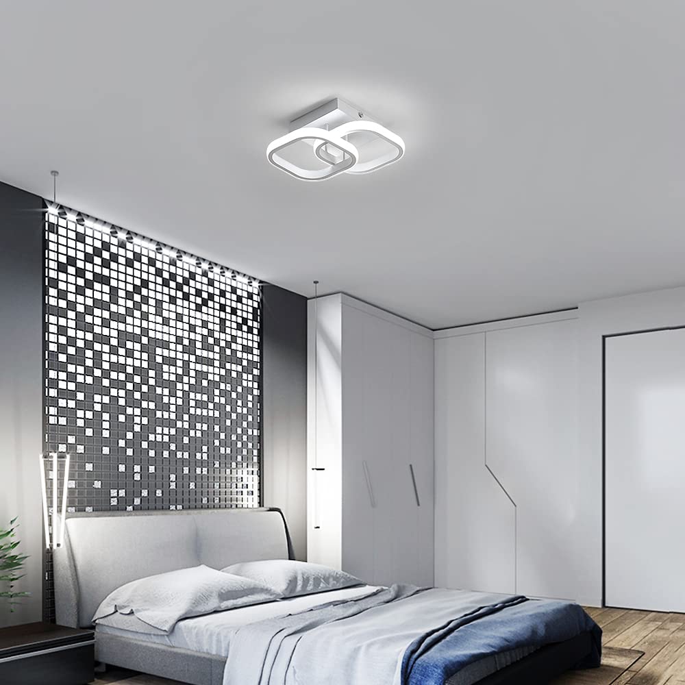 9 Inch Square LED Ceiling Light - Modern White Acrylic Hallway Lighting for Bedroom, Bathroom, Kitchen, Balcony & Stairway (Cool White) | Energy Efficient & Easy Installation for Home & Office Spaces