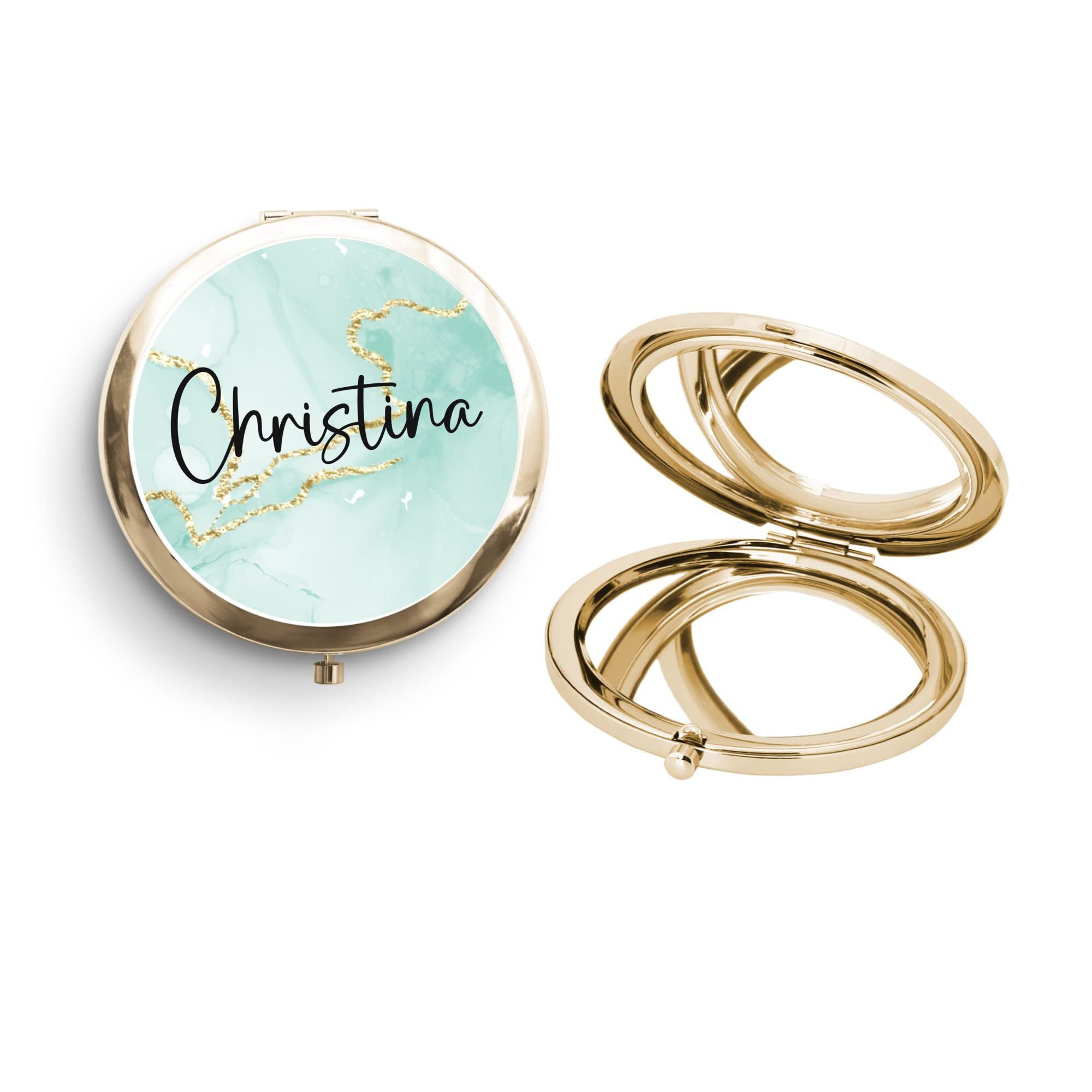 Personalized Compact Mirror for Women & Teen Girls - Rose Gold Pocket Mirror with Hot Pink Case, Perfect for Makeup Touch-Ups, Travel, and Stocking Stuffers