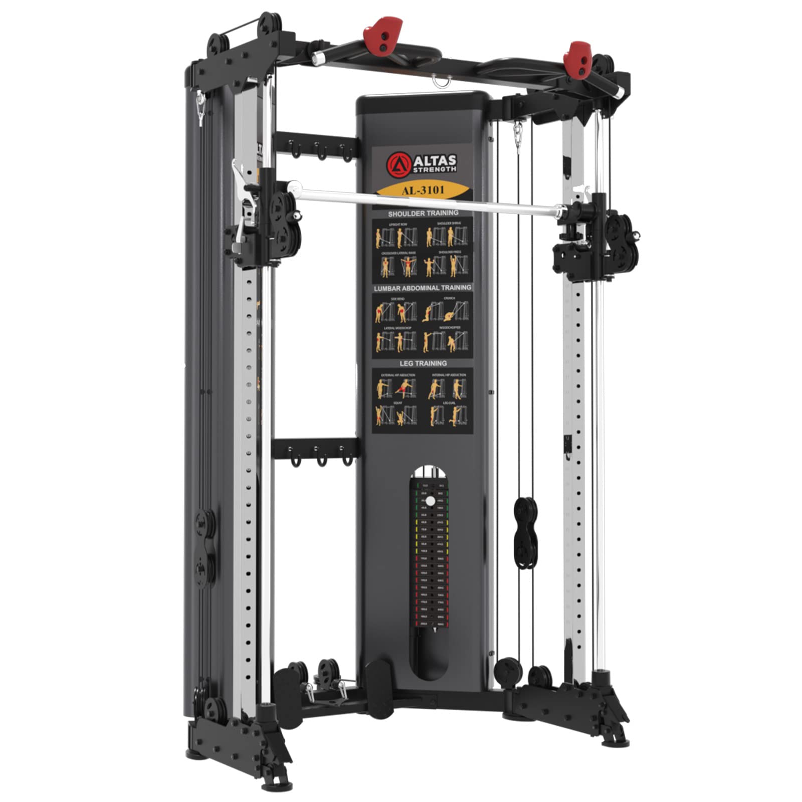 Atlas Strength Folding Home Gym Smith Machine with Pulley System - Squat Rack, Weight Bar & Accessories for Upper Body & Leg Strength Training - Perfect for Home & Commercial Fitness Workouts