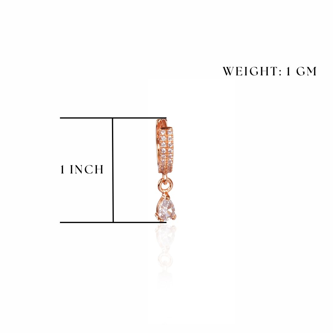18K Rose Gold Plated Clip-On Hoop Earrings for Women | Stylish Zircon Drop Design Earrings | Fashion Jewelry Gift for Girls & Women | Perfect for Parties, Weddings & Daily Wear