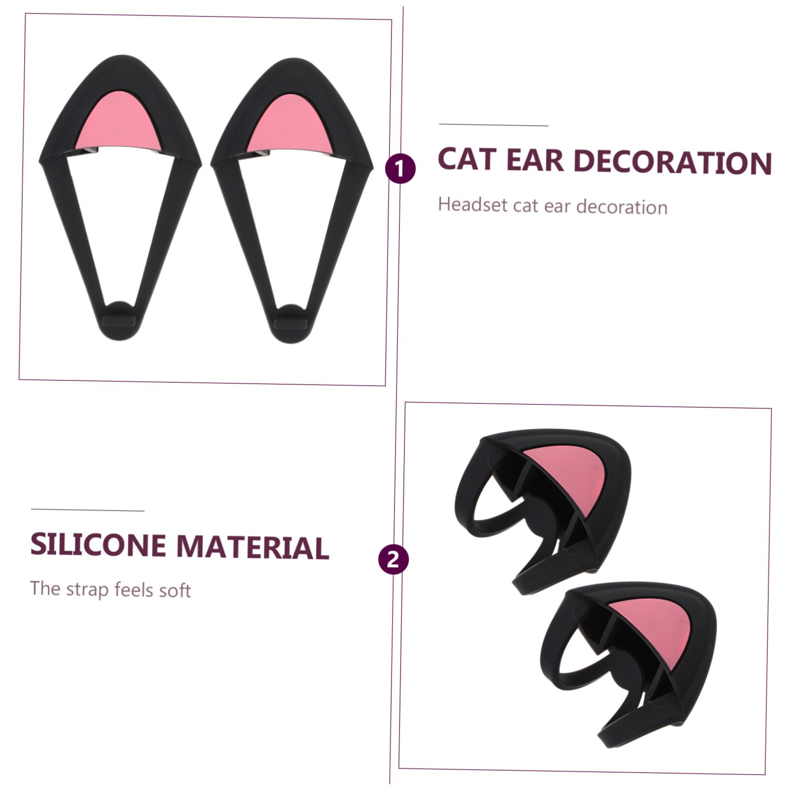 Jojofuny Cat Ear Headphone Accessories - Cute Cartoon Headset Decor for Girls, Women (Black) | Perfect for Cosplay, Gaming, and Stylish Headphone Customization