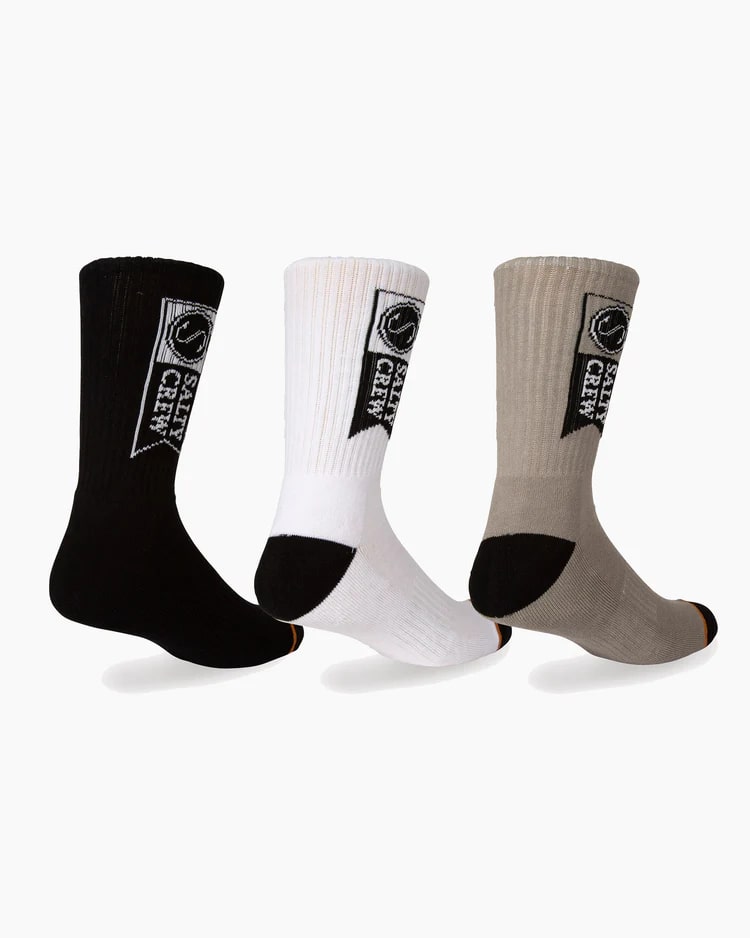 Salty Crew Alpha Socks 3 Pack - Premium Performance Socks for Men & Women - Comfortable & Durable for Outdoor Activities, Hiking, and Water Sports
