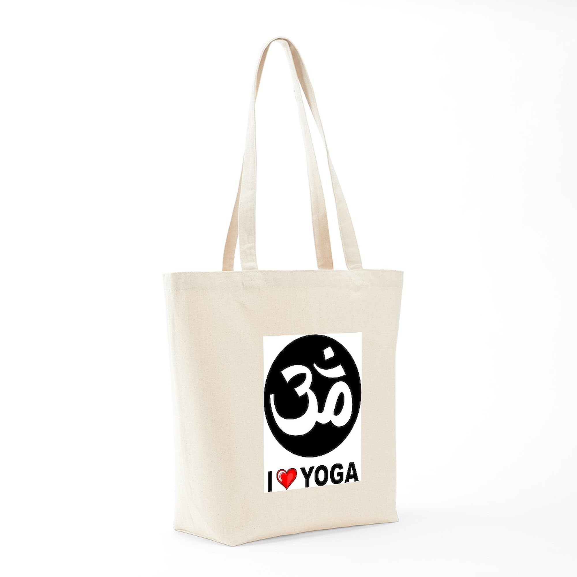 I Love Yoga Tote Bag - Natural Canvas Reusable Shopping Bag for Yoga Class, Groceries & Beach | Eco-Friendly Cotton Tote with Inspirational Quote