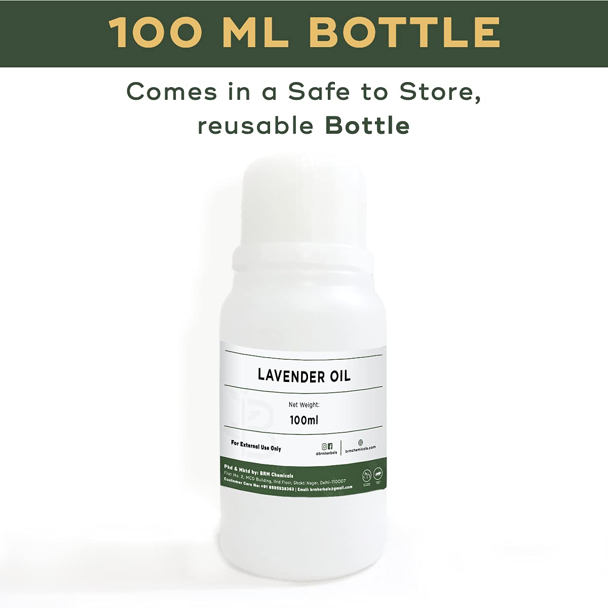 BRM Herbals Lavender Essential Oil - 100% Pure Therapeutic Grade - 100ml for Aromatherapy, Diffusers, Skincare, Hair Care, Massage & Relaxation - Perfect for DIY Soap Making, Lotions, Creams & Personal Care Products for Face, Body & Home Spa