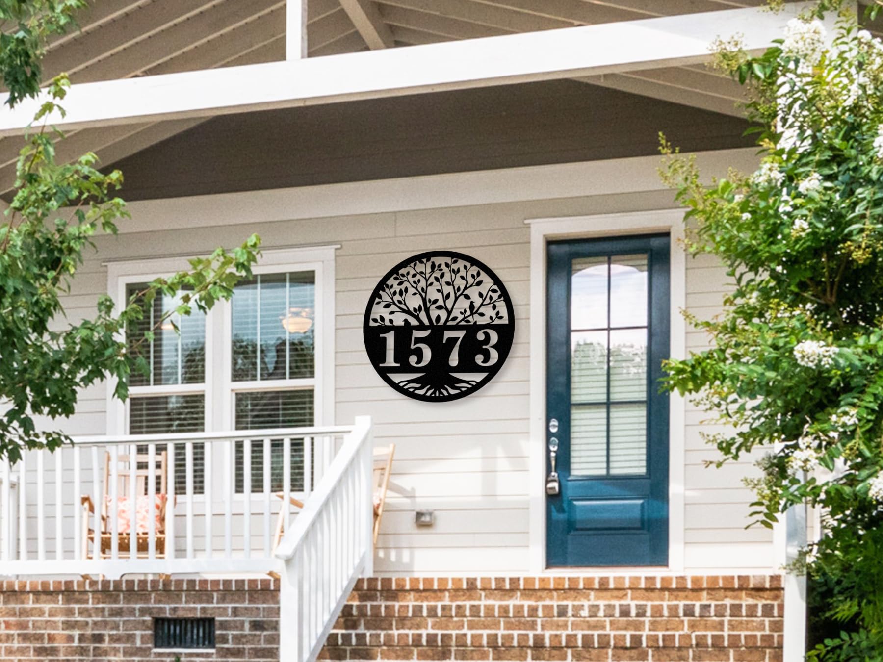 Custom Metal House Numbers for Outdoor - Personalized Modern Address Plaque, Yard Sign with Tree of Life Design - Perfect for Home Entrance, Mailbox & Front Door Decoration