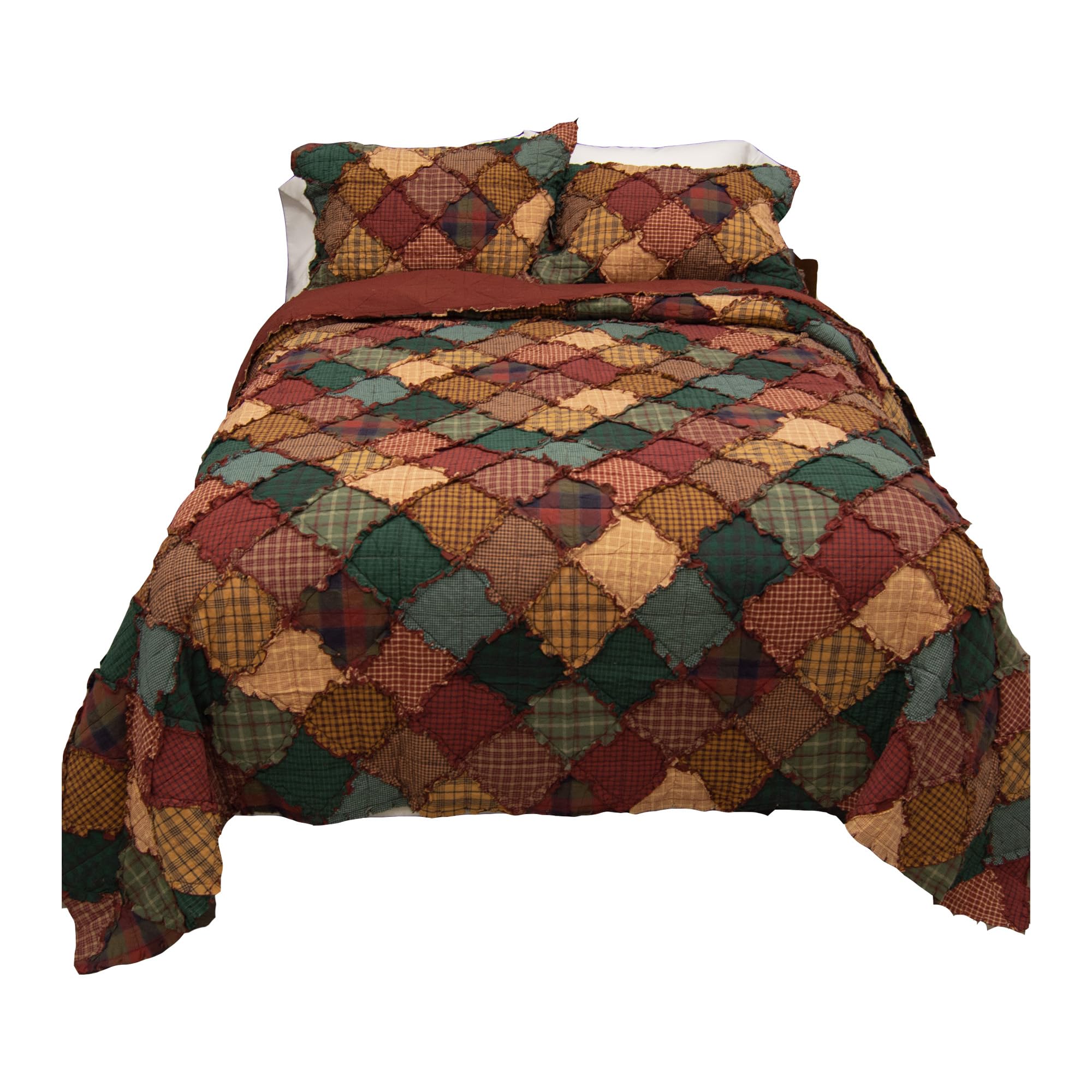 Donna Sharp King Bedding Set - 3 Piece Campfire Cotton Lodge Quilt with King Quilt & 2 Standard Pillow Shams - Machine Washable - Cozy Cabin & Rustic Bedroom Decor
