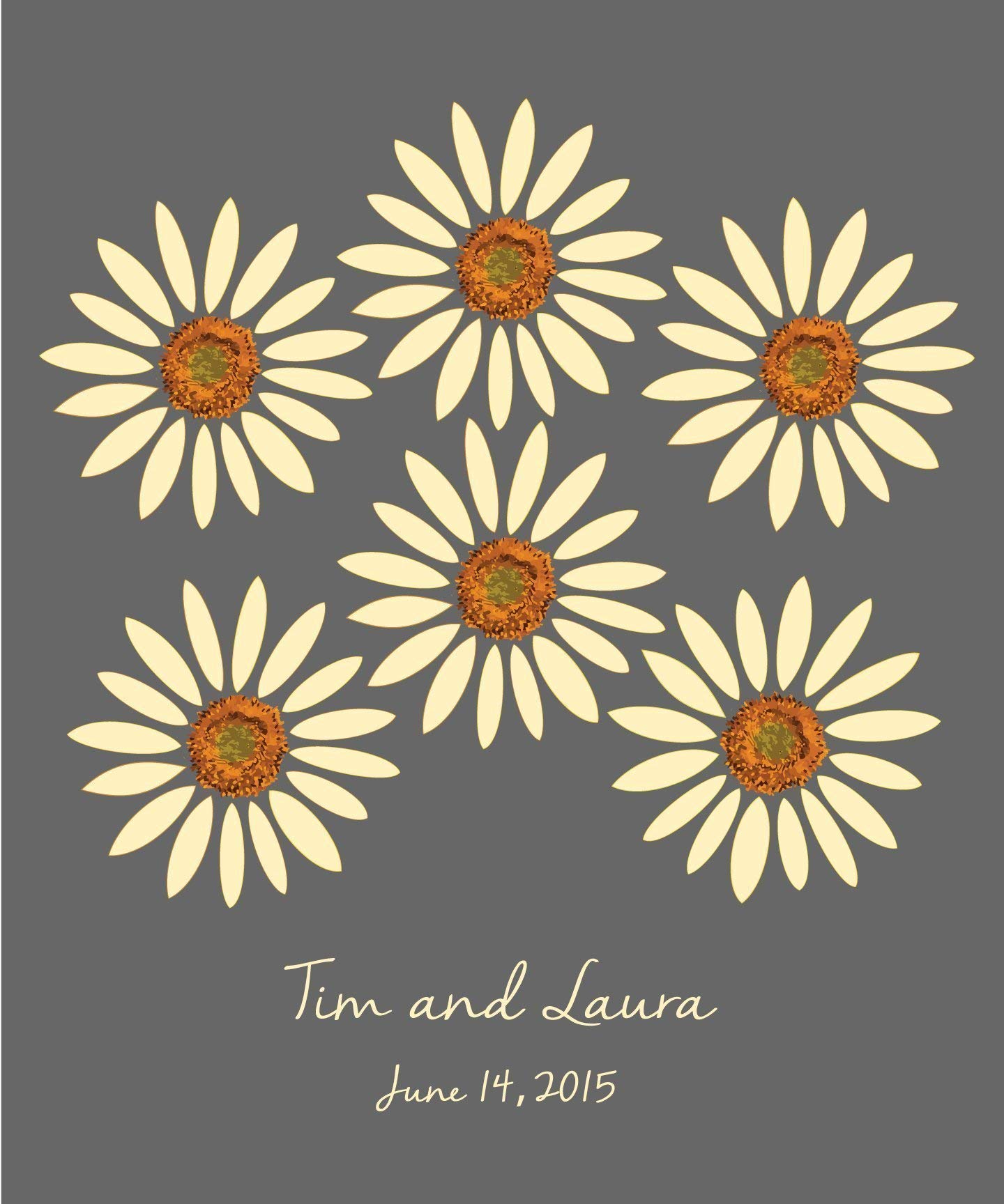 Alternative Sunflower Wedding Guest Book Poster Print - 20x24 Inch Bridal Shower Guest Book with 96 Signatures Space - Customizable Bottom Personalization - Perfect for Rustic Weddings, Outdoor Ceremonies & Boho Bridal Showers