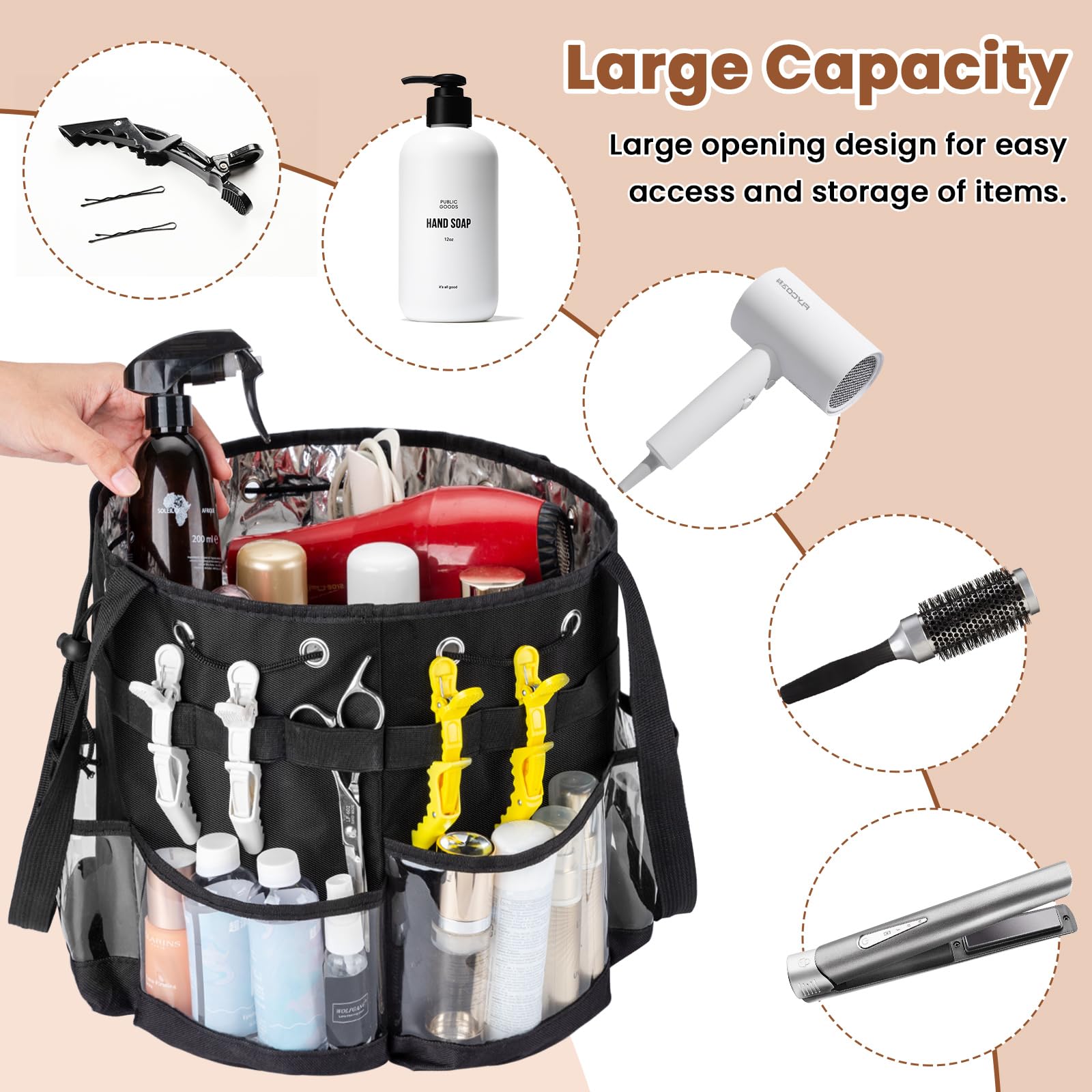 Noverlife Large Hairstylist Travel Bag - Heat Resistant Barber Carrying Case for Hair Tools & Cosmetics | Portable Salon Organizer for Hairstylists, Barbers & Makeup Artists | Perfect for Travel, Salon Storage & Professional Use