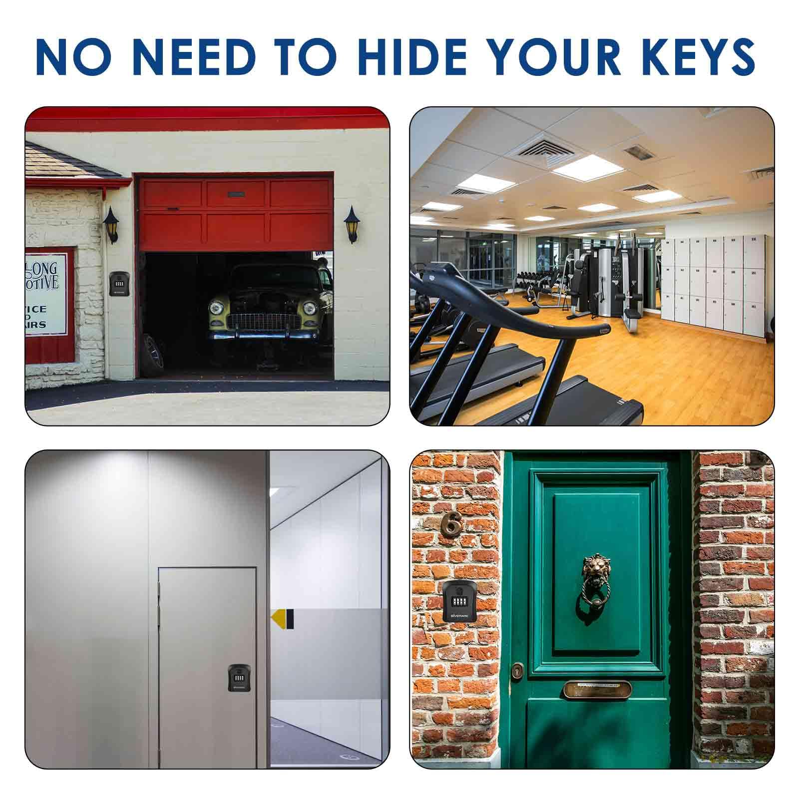 GIVERARE 2 Pack Key Lock Box - 4 Digit Combination Wall Mount Outdoor Key Safe, Waterproof Key Hider for House Keys, Resettable Security Password Box with Mounting Kit (Black) | Perfect for Vacation Rentals, Airbnb Hosts, and Home Key Storage