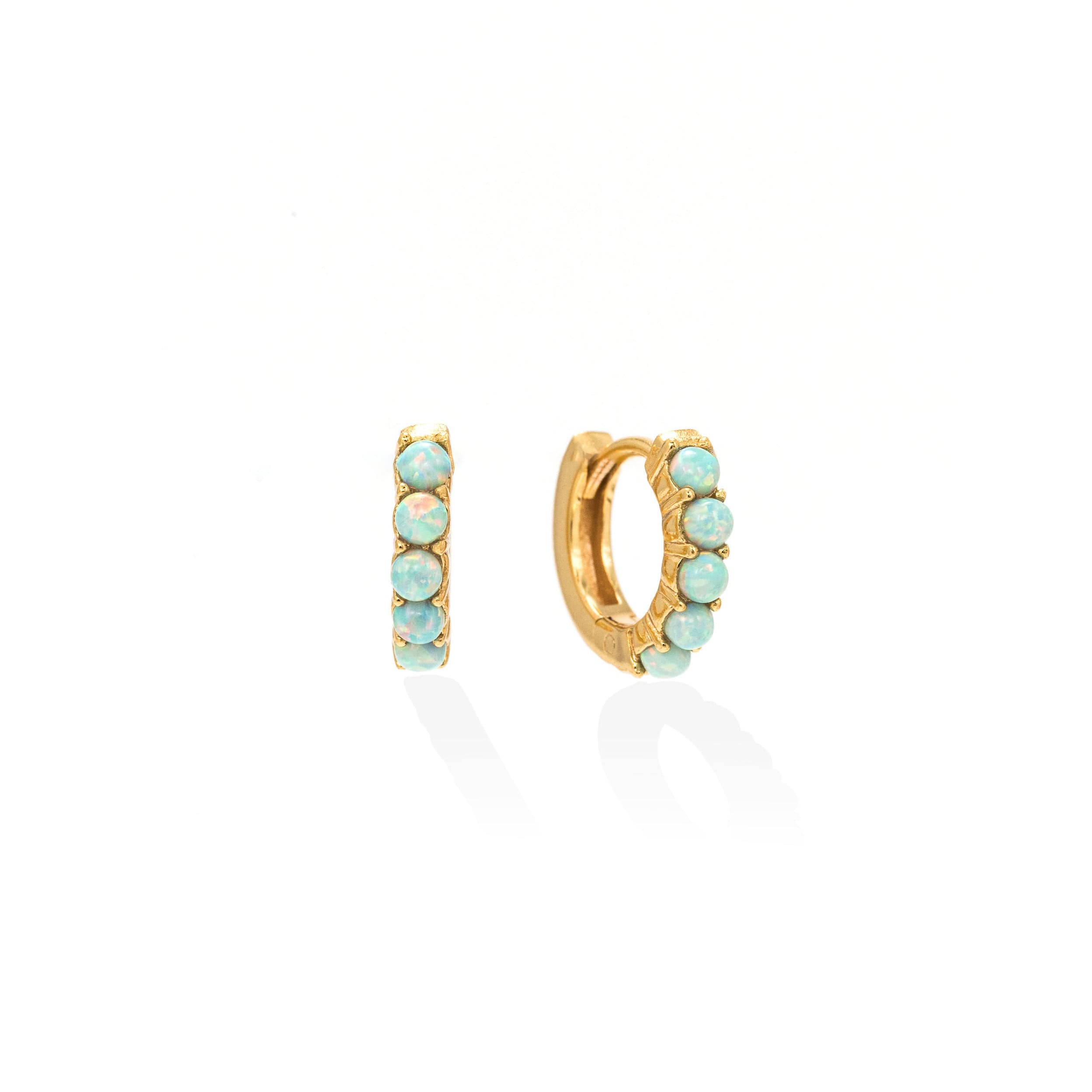 11mm Blue Opal Huggie Hoop Earrings for Women - Dainty Everyday Jewelry, Perfect for Work, Date Night & Gifts