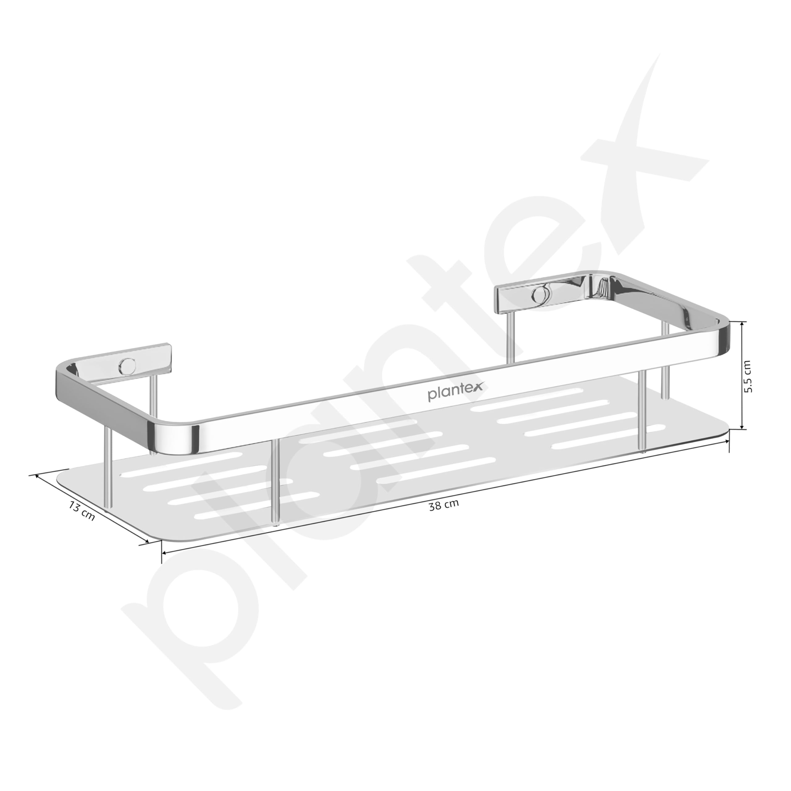 Plantex 304 Stainless Steel Bathroom & Kitchen Shelf Rack - 15x5 Inches Chrome Finish - Rustproof Storage Organizer for Bathroom Accessories, Shower Caddy & Kitchen Supplies