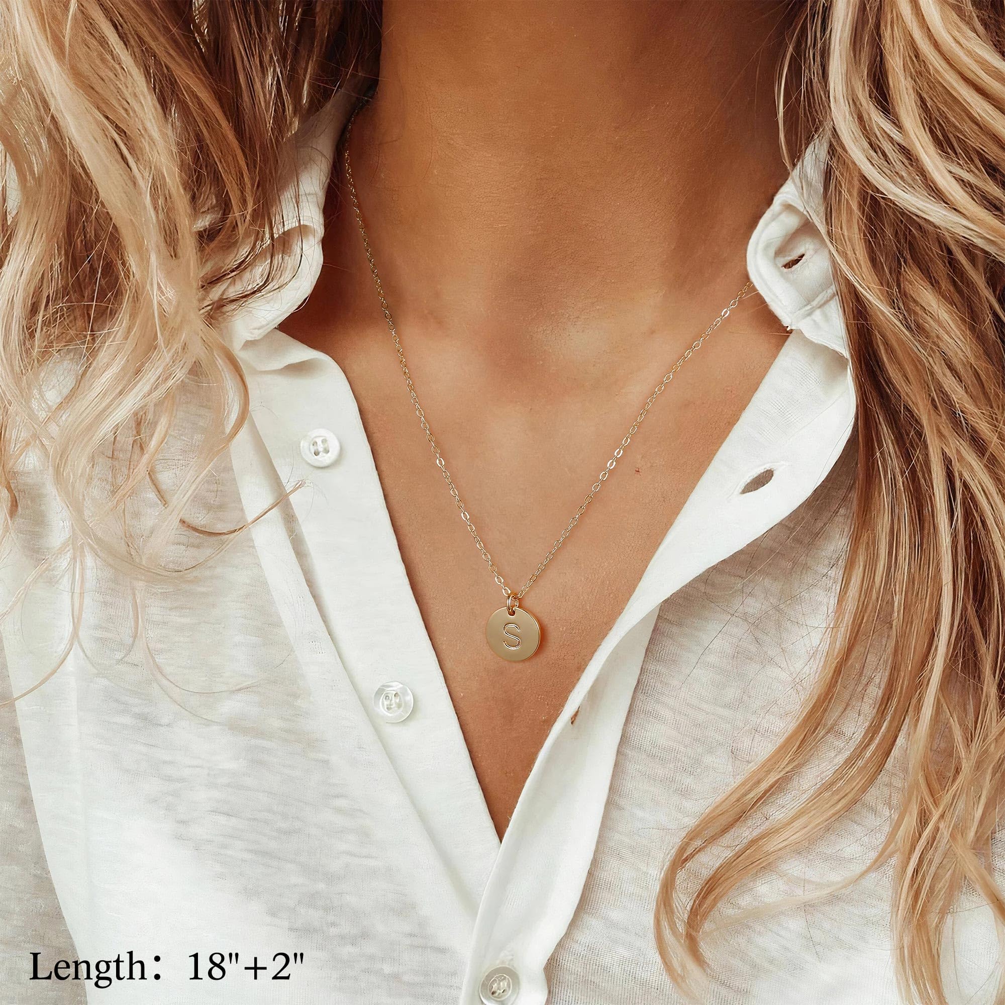 14K Gold Plated Initial Layered Necklace for Women - Personalized Letter Coin & Bar Stacking Y-Necklace Jewelry Gift | Perfect for Layering, Everyday Wear & Special Occasions
