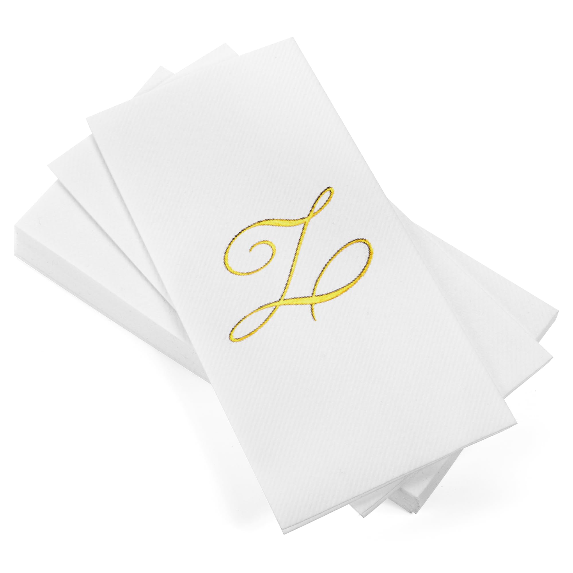 AMERICAN HOMESTEAD Disposable Hand Towels - Elegant Gold Foil Monogrammed Guest Napkins - Premium Linen-Like Bathroom Paper Towels for Weddings, Parties & Home Use - 50 Count (Gold Z) - Perfect for Bridal Showers, Baby Showers & Luxury Events