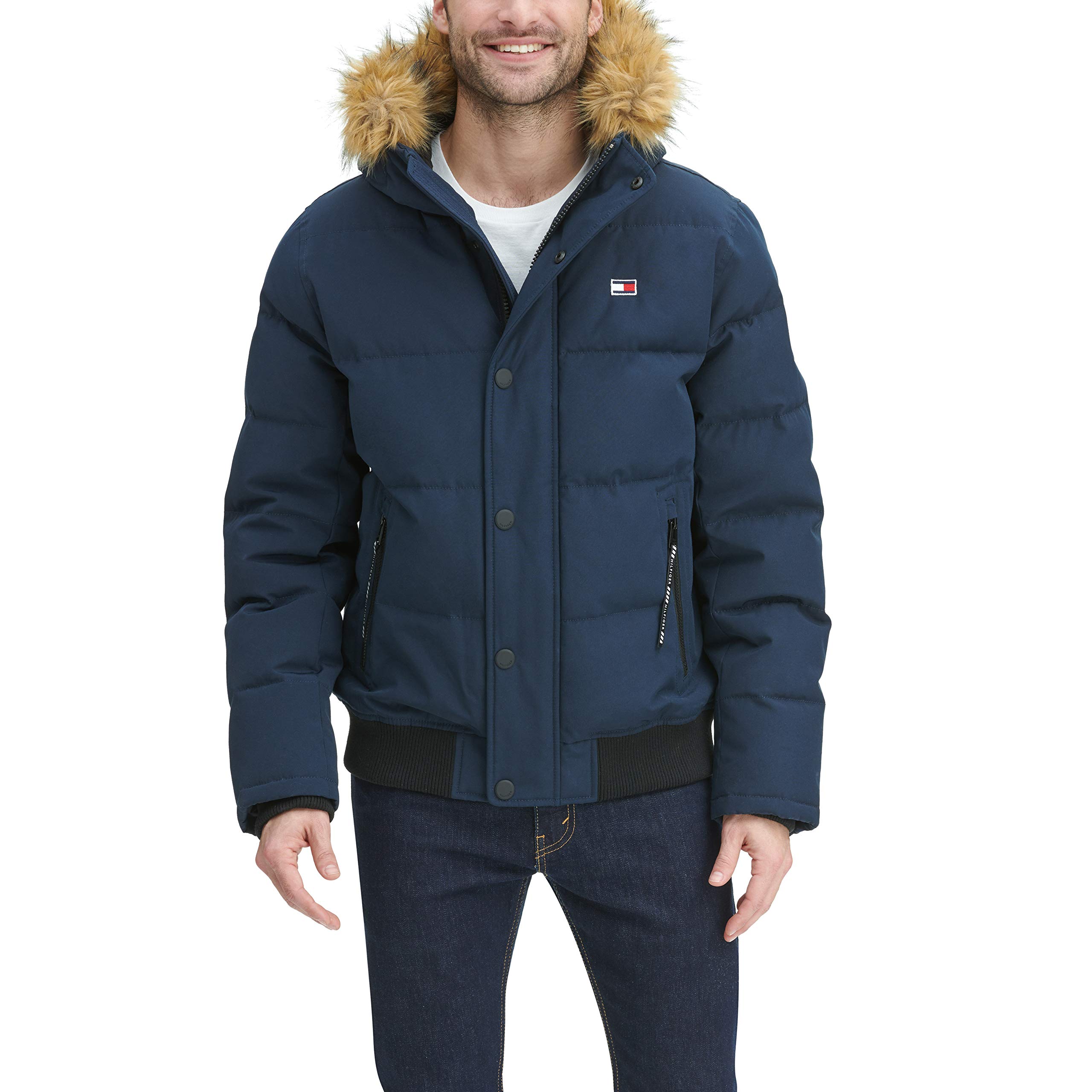 Tommy Hilfiger Men's Arctic Cloth Quilted Snorkel Bomber Jacket - Waterproof Winter Coat for Cold Weather (Standard & Big & Tall Sizes) | Outdoor Activities, Snow Sports & Casual Wear