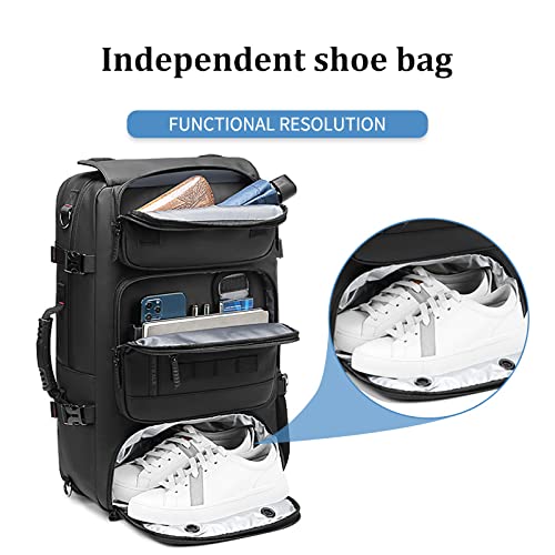 Waterproof 17 Inch Men's Travel Backpack with USB Charging Port & Shoe Compartment - 50L Business Laptop Backpack for Outdoor Trekking, Hiking, Camping - Perfect for Commuting, Business Trips & Adventure Travel