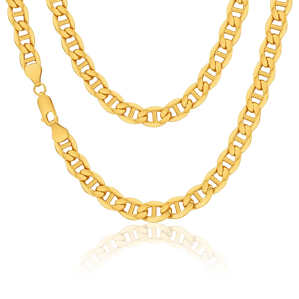 9ct Yellow Gold 55cm Silver Filled Anchor Chain Necklace for Women - Durable & Stylish Jewelry for Everyday Wear, Gifts & Special Occasions