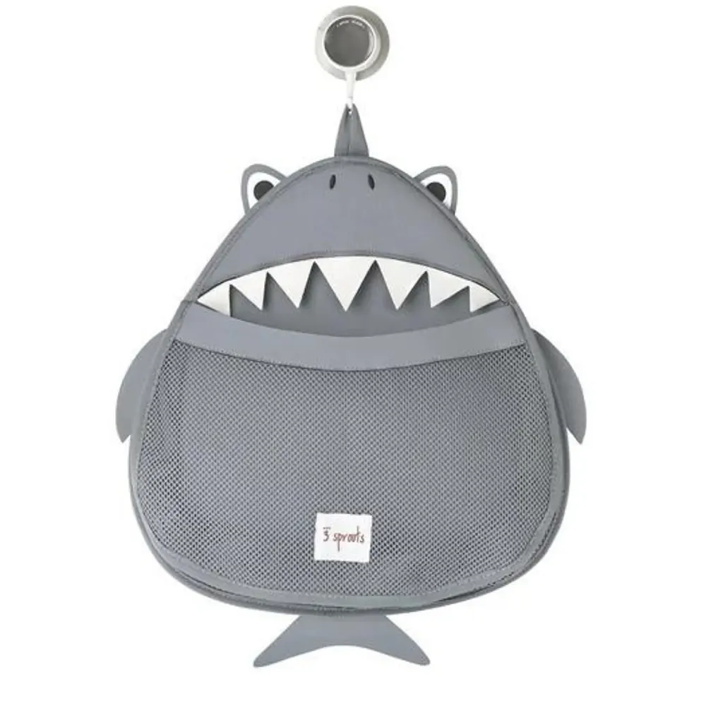 3 Sprouts Bath Storage Organizer - Fun Shark Design for Kids Bathroom Organization | Perfect for Toys, Books & Bath Essentials