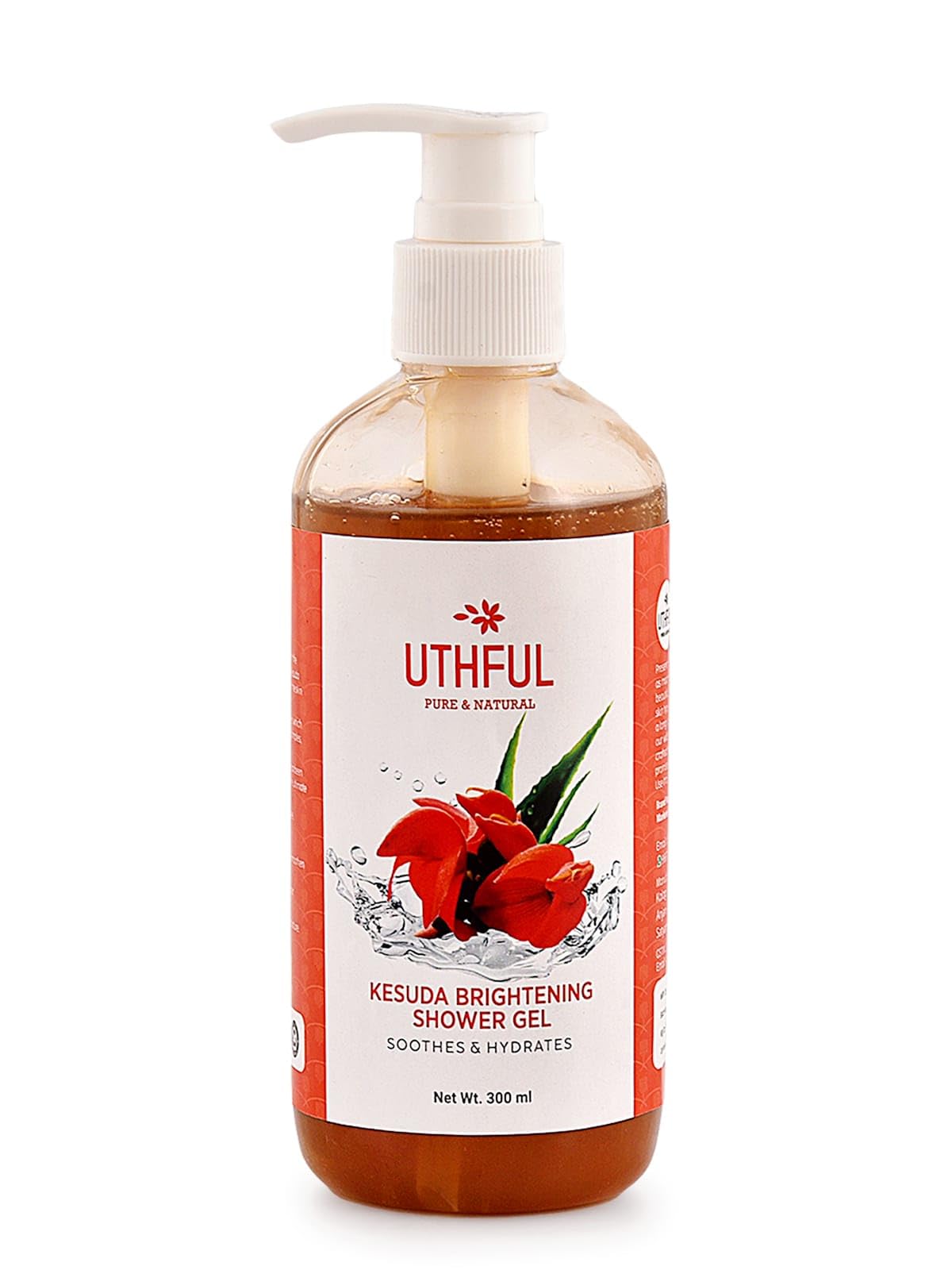 UTHFUL KESUDA (PALASH) Brightening Herbal Body Wash & Shower Gel - Hydrating with Kesuda, Aloe Vera & Glycerin | Acne & Pimple Control, Pure Natural Formula for All Skin Types | 300ml | Perfect for Daily Cleansing & Skin Brightening Routine
