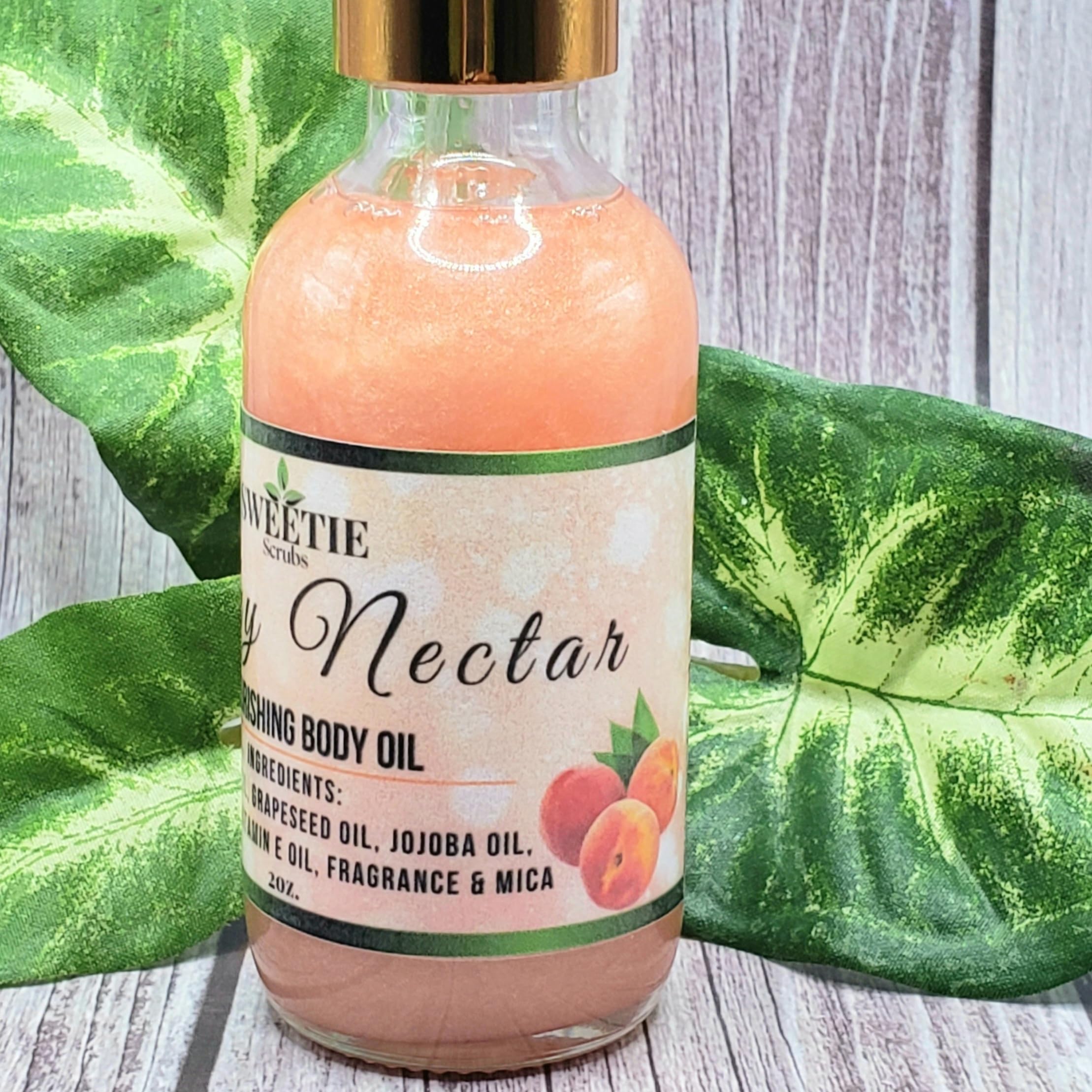 Peachy Nectar Handmade Moisturizing Body Oil - Peach Scented Nourishing Dry Skin Treatment | After Shower Hydration & Massage Oil for Soft, Glowing Skin | Perfect for Daily Moisturizing, Spa Days & Self-Care Rituals