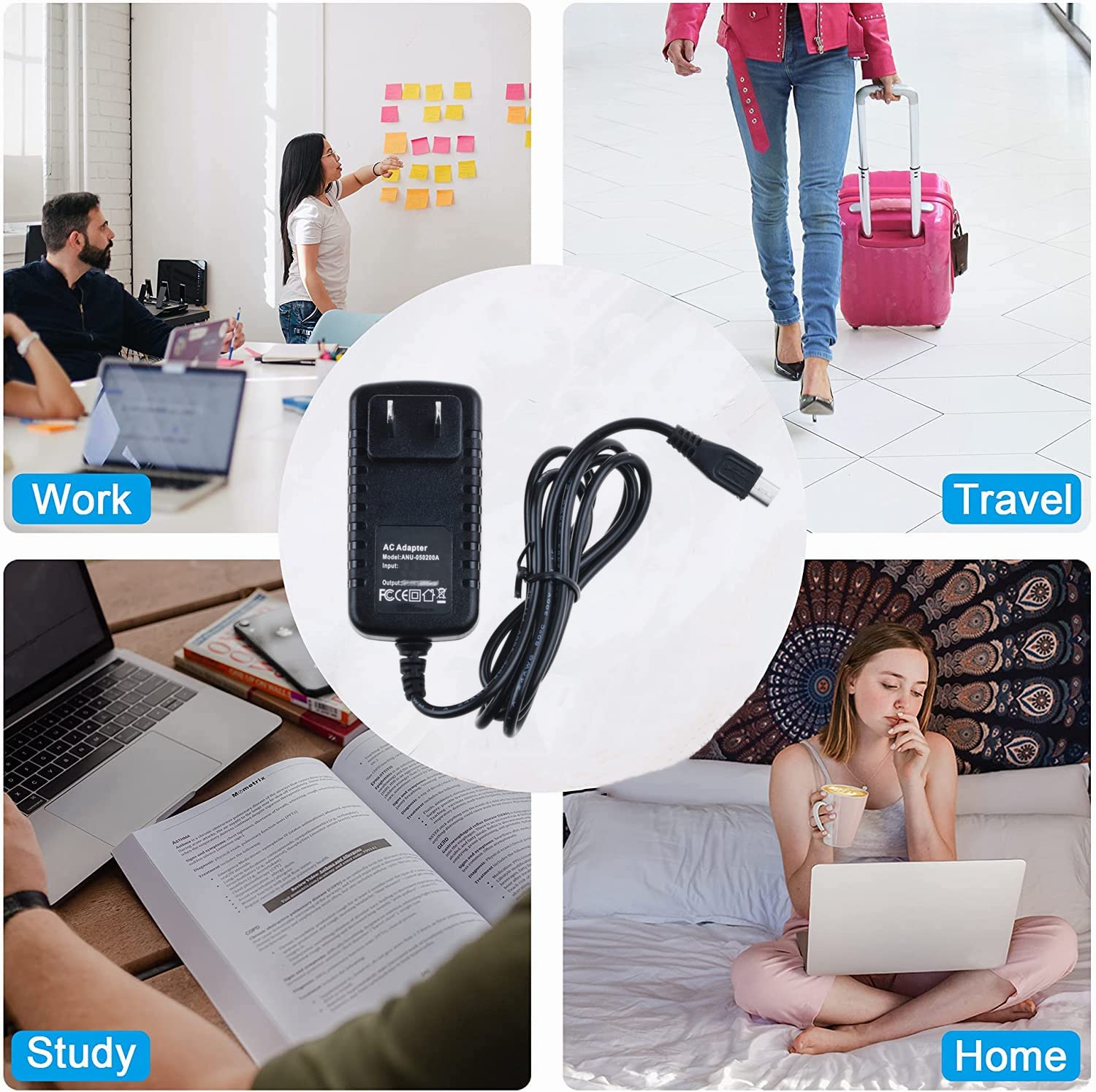 5V 2A Micro USB Power Adapter with US Plug - Fast Charging Cable for Raspberry Pi B+ & B Models - Perfect for DIY Electronics Projects & Home Automation Systems